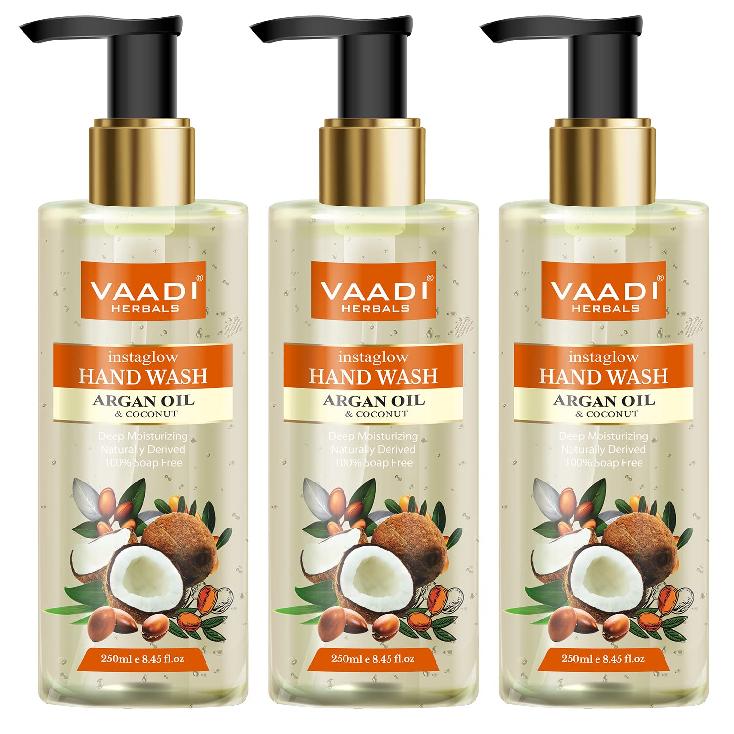 Vaadi Herbals Instaglow Argan Oil And Coconut Hand Wash  250 Ml (Pack Of 3)