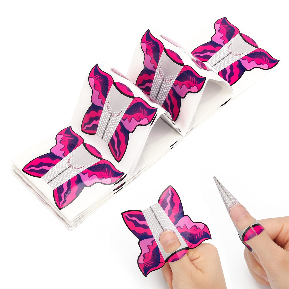 AHIER Nail Forms, 100PCS Acrylic Butterfly-Shape Self Adhesive Gel Nail Extension Nail Forms for DIY Tool UV Gel Forms Guide Sti