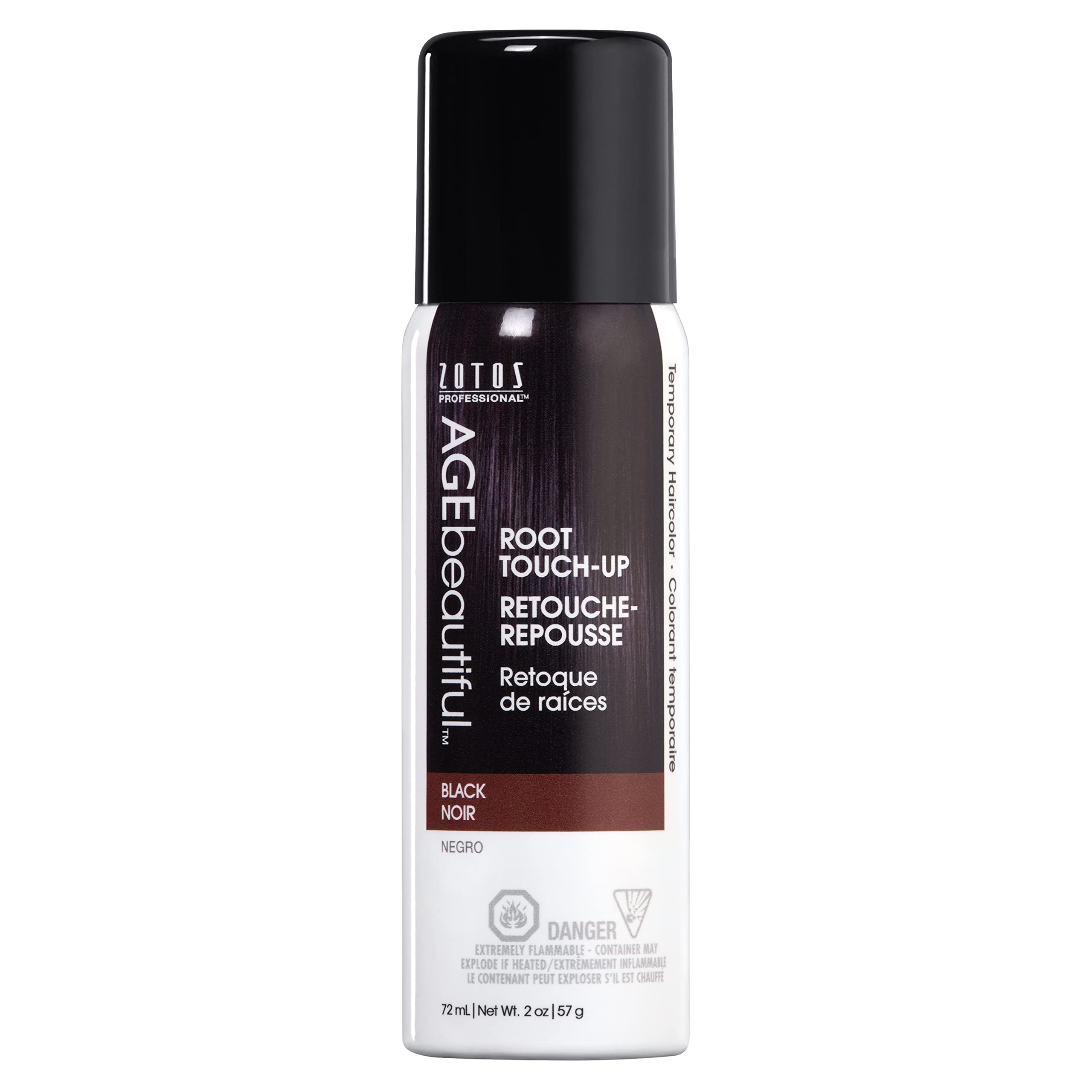 AgEbeautiful Root Touch Up Hair color Spray  Touch-Up gray concealer  Temporary cover Up  Black  2 Fl Oz