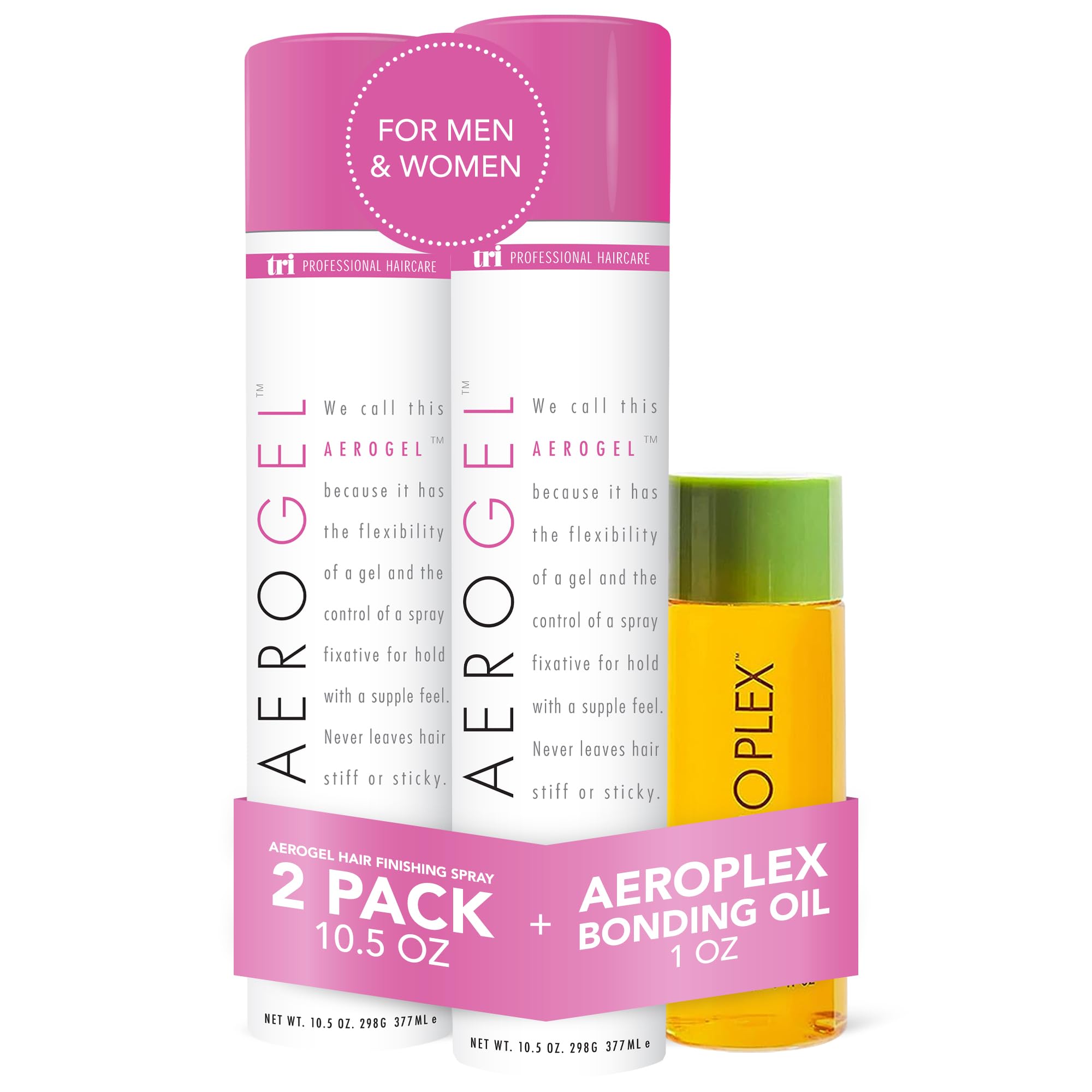 TRI Design Aerogel Hairspray & Aeroplex Bonding Oil Bundle - Hair Finishing Spray for Volumizing, Control, Repair & Prevent Brea