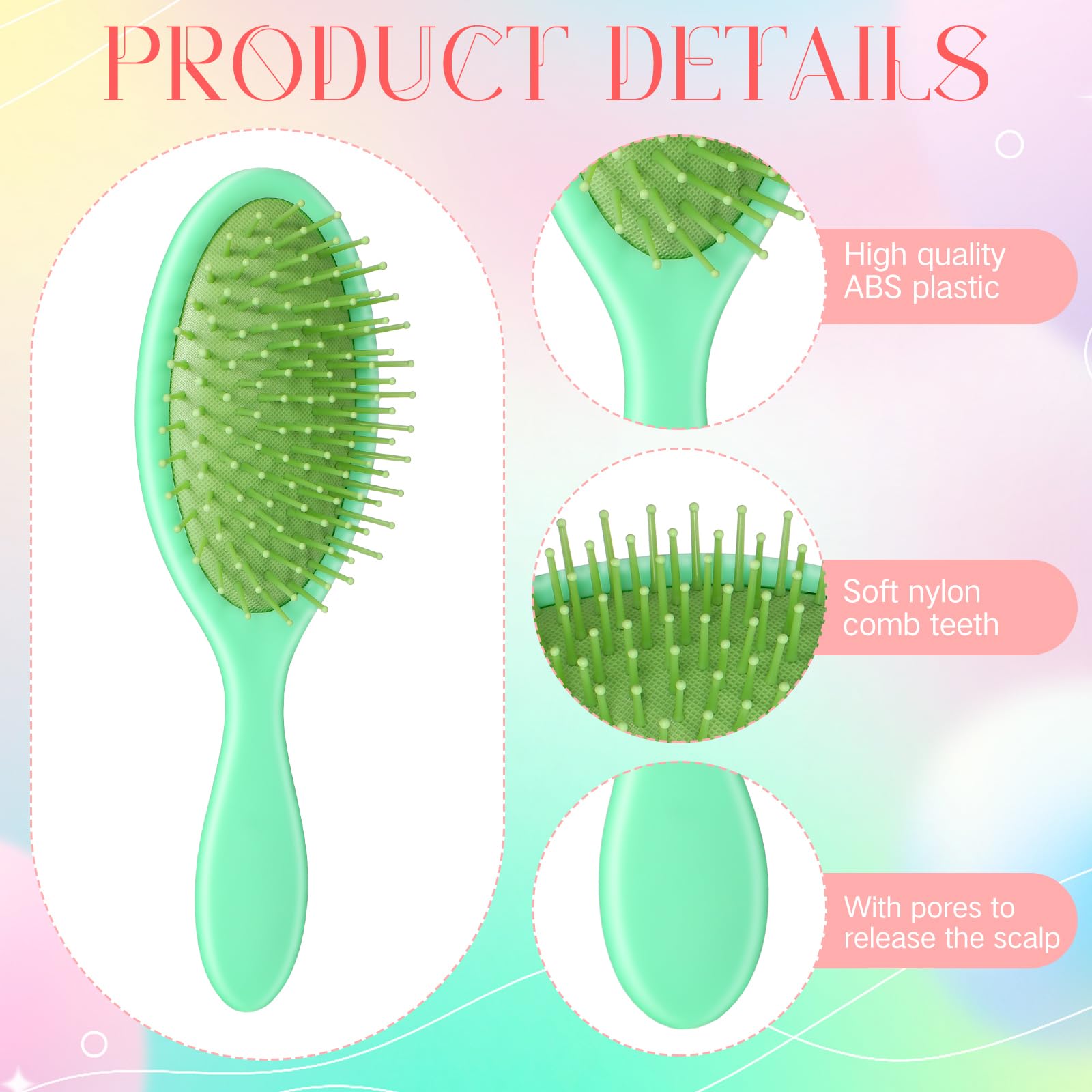Nuenen 6 Pcs Wet Detangler Hair Brush Travel Dry Hair Brushes Detangling Hairbrush With Soft Bristles For Women Men Girls Boys(M