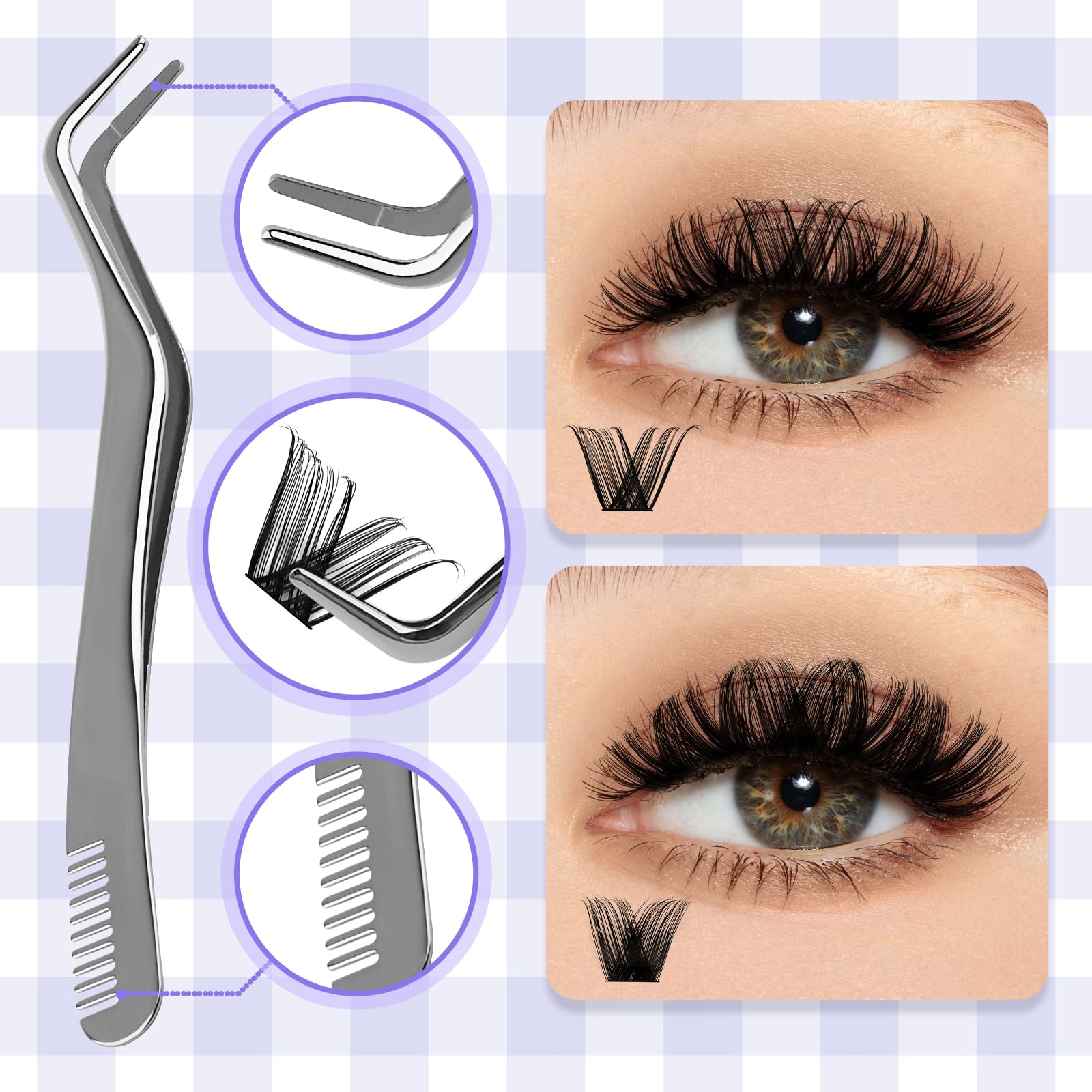 WENDY LASHES DIY Lash Extension Kit - C/D Curl Individual Lashes, 12-16mm, Strong Hold Waterproof Bond & Seal, Black Tweezers