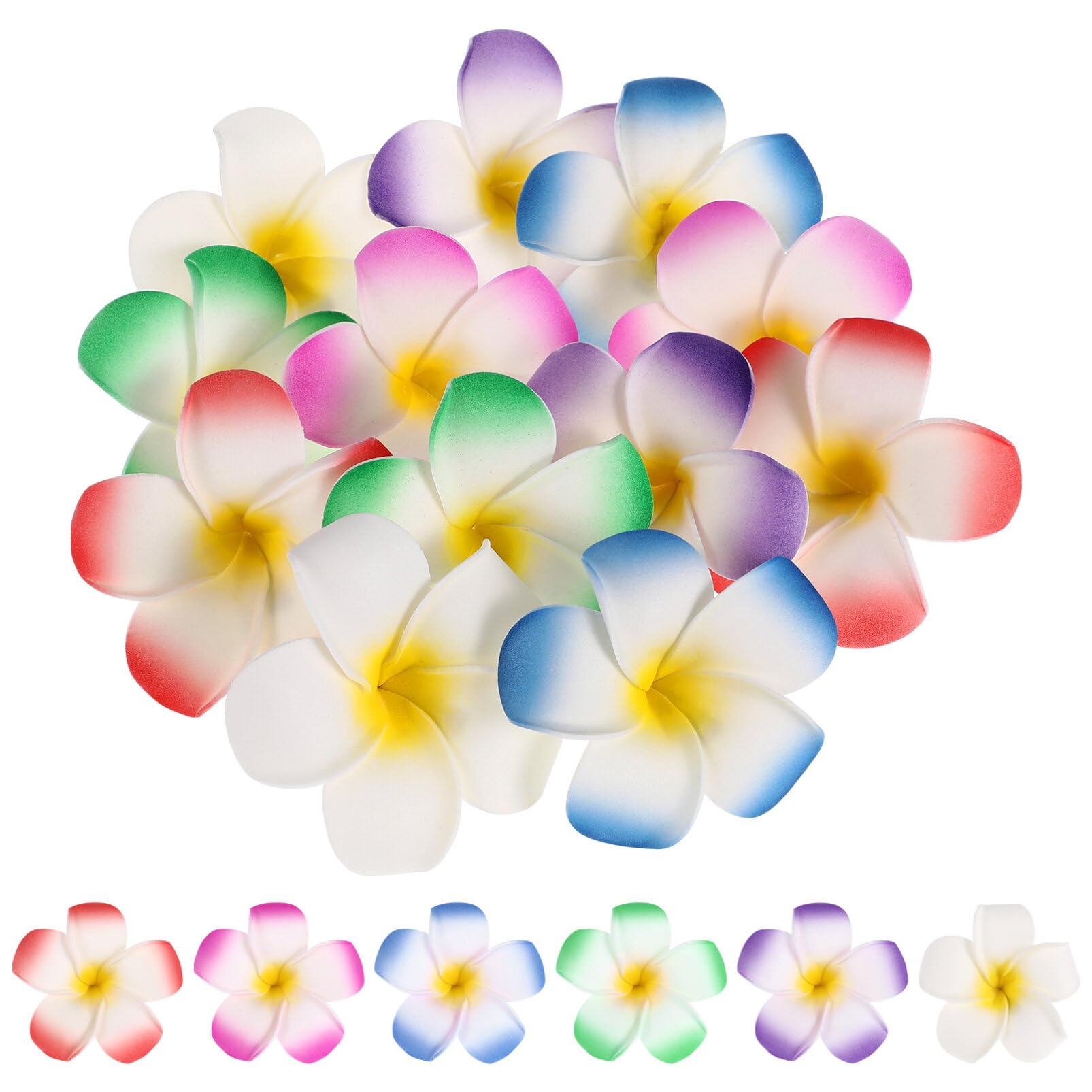 minkissy Hawaiian Flower Hair Clips 24Pcs Artificial Plumeria Flower Clips Frangipani Hair Accessories for Bridal Wedding Beach 