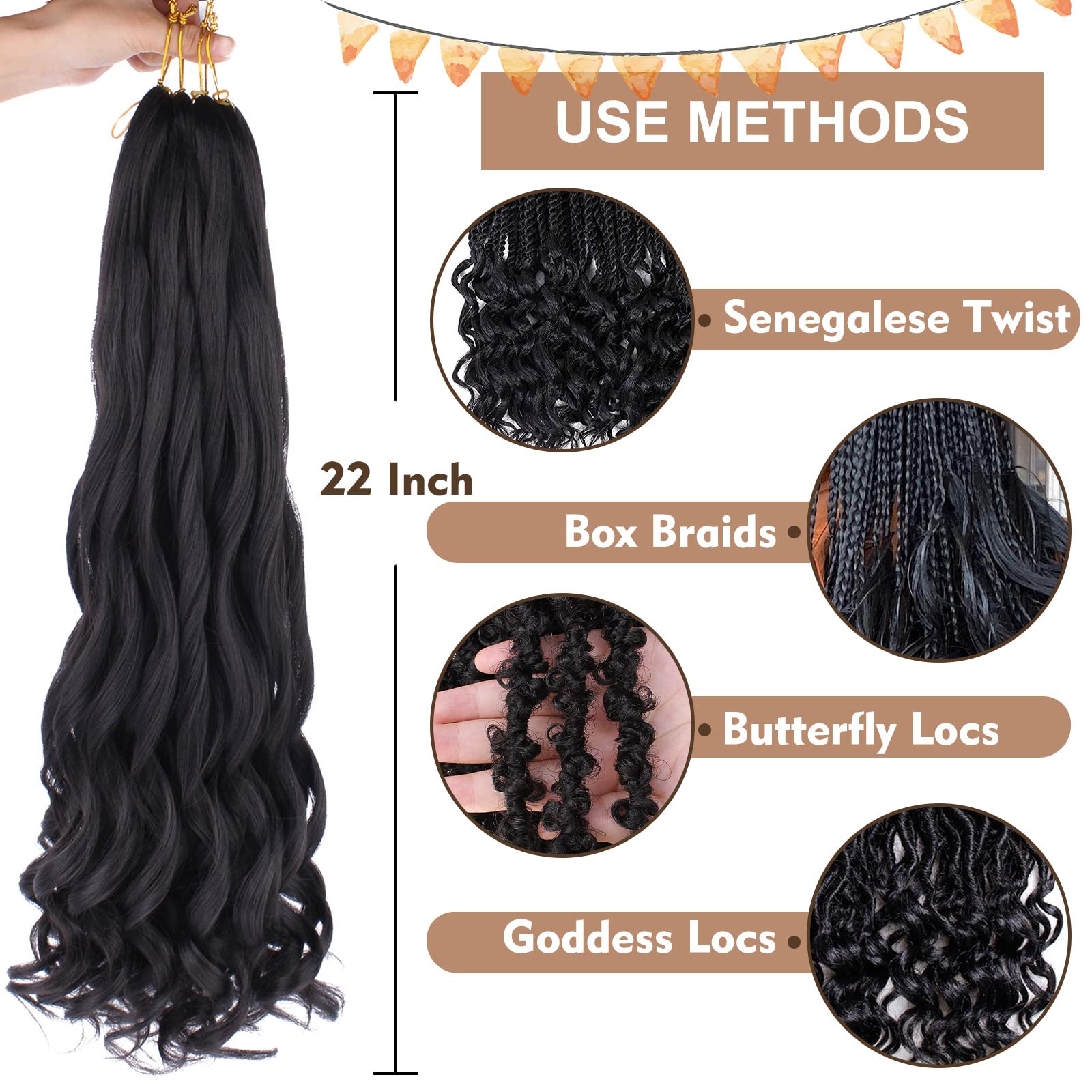 COOKOO 9 Pcs 22 Inch Pre Stretched Bouncy Braiding Hair Red Brown French Curls Braid Hair 75g/Pack Pre Curled Loose Wavy Crochet