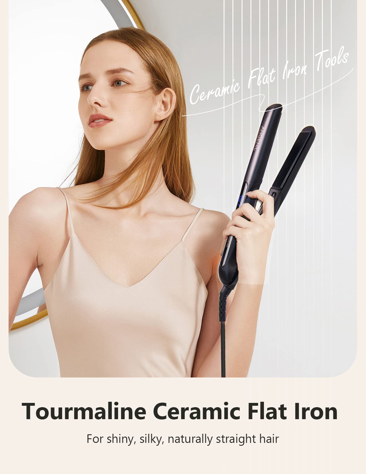 ANGENIL Argan Oil Flat Iron Hair Straightener and Curler 2 in 1, Portable Travel Hair Straightening Curling Iron, Professional F