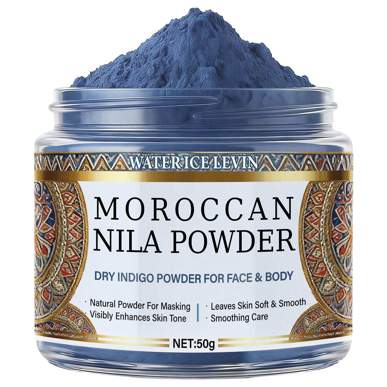 Water Ice Levin 2PCS Moroccan Nila Powder for Skin, Natural Blue Clay Mask for Face, Body, Exfoliates for Glowing, EvenToned Sk