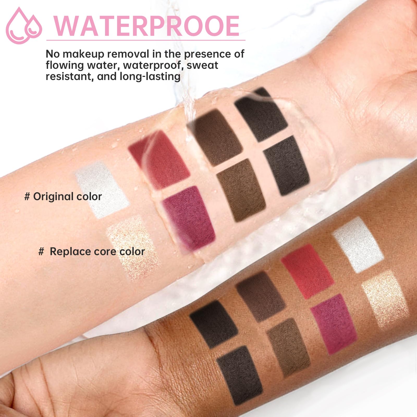 Hosaily 4 In 1 Makeup Pen, 4 Colors Eyeliner Eyebrow Lip Liner Highlighter All In One Beauty Makeup Pen, Waterproof Long-Lasting