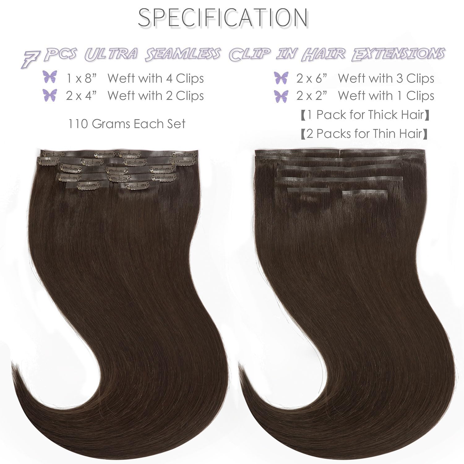 Lacer Hair Clip In Hair Extensions Real Human Hair Big Secure Clip In Hair Extensions Human Hair 18 Inch Seamless Pu Weft 7Pcs 1