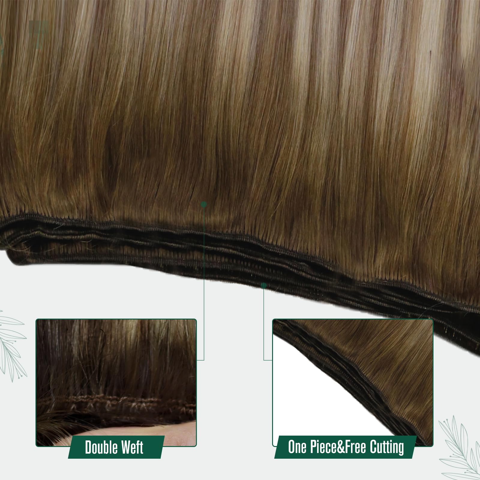 Runature Sew In Hair Extensions Real Human Hair Weft Balayage Walnut Brown To Ash Brown Ombre Light Blonde Straight Weft Human H