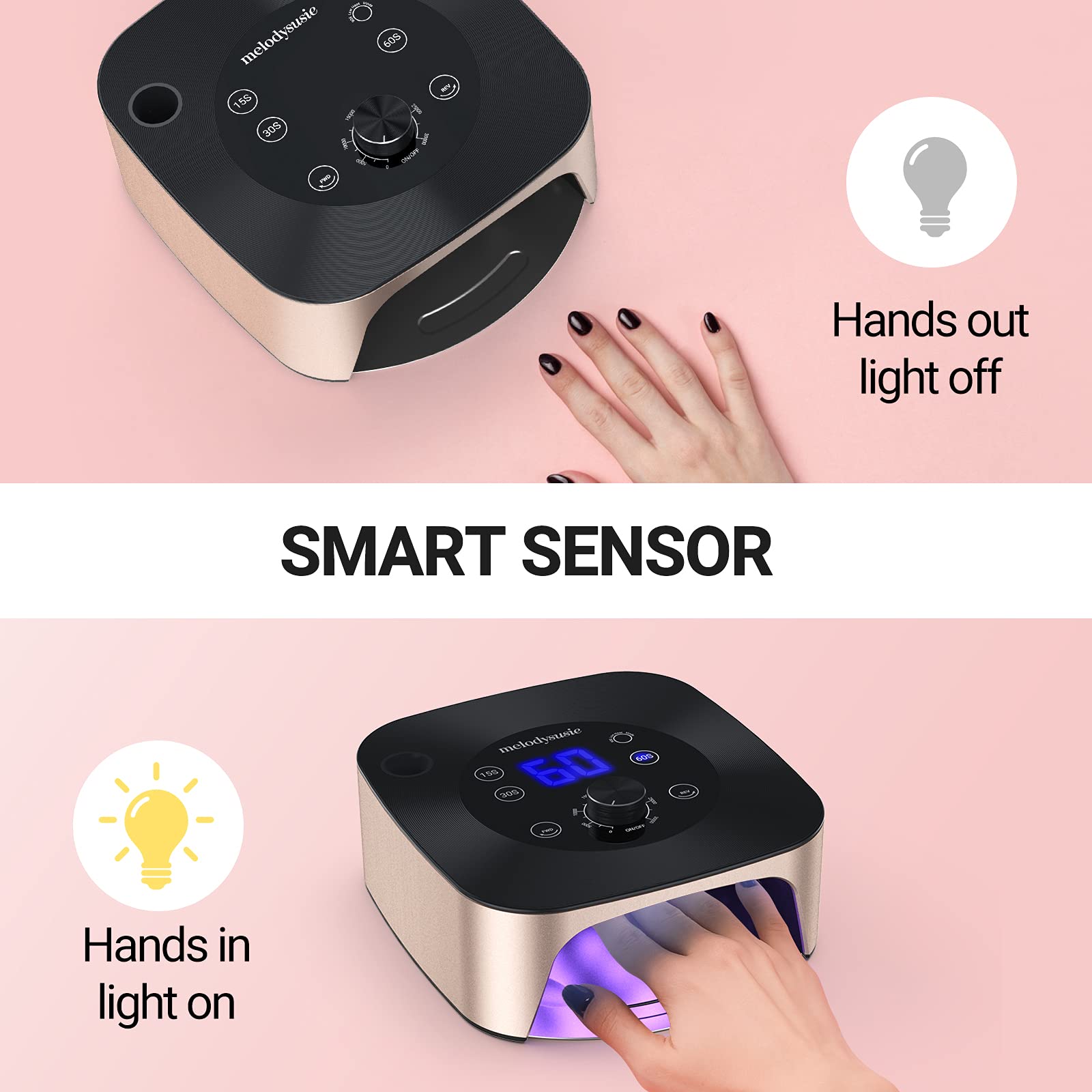 Melodysusie Professional 2 In 1 Nail Drill With Nail Lamp, Xc320C, 30000 Rpm Nail Drill, Nail Dryer With 4 Timer Setting Sensor
