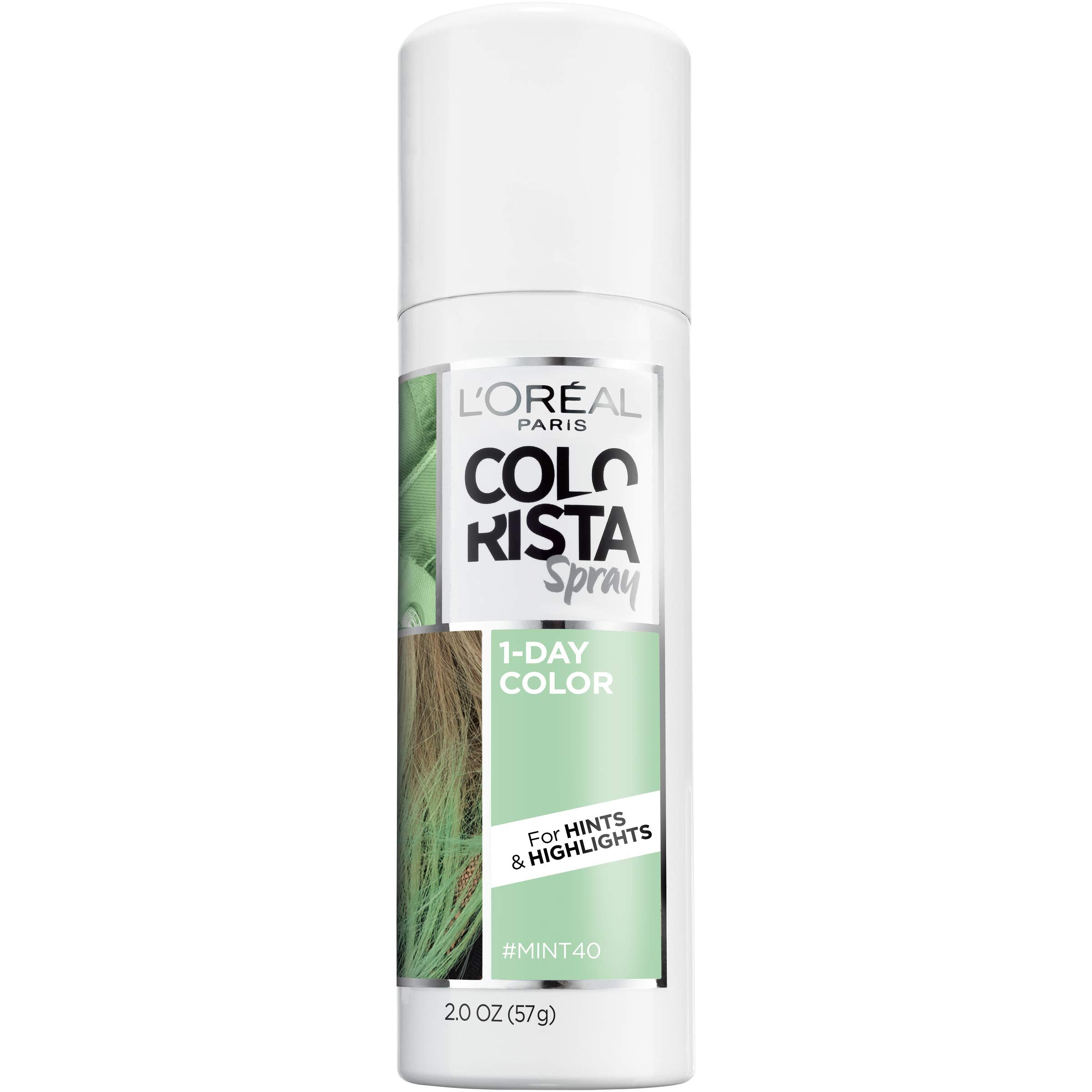 LOreal Paris Colorista 1Day Washable Temporary Hair Color Spray, Mint, 2 Ounces