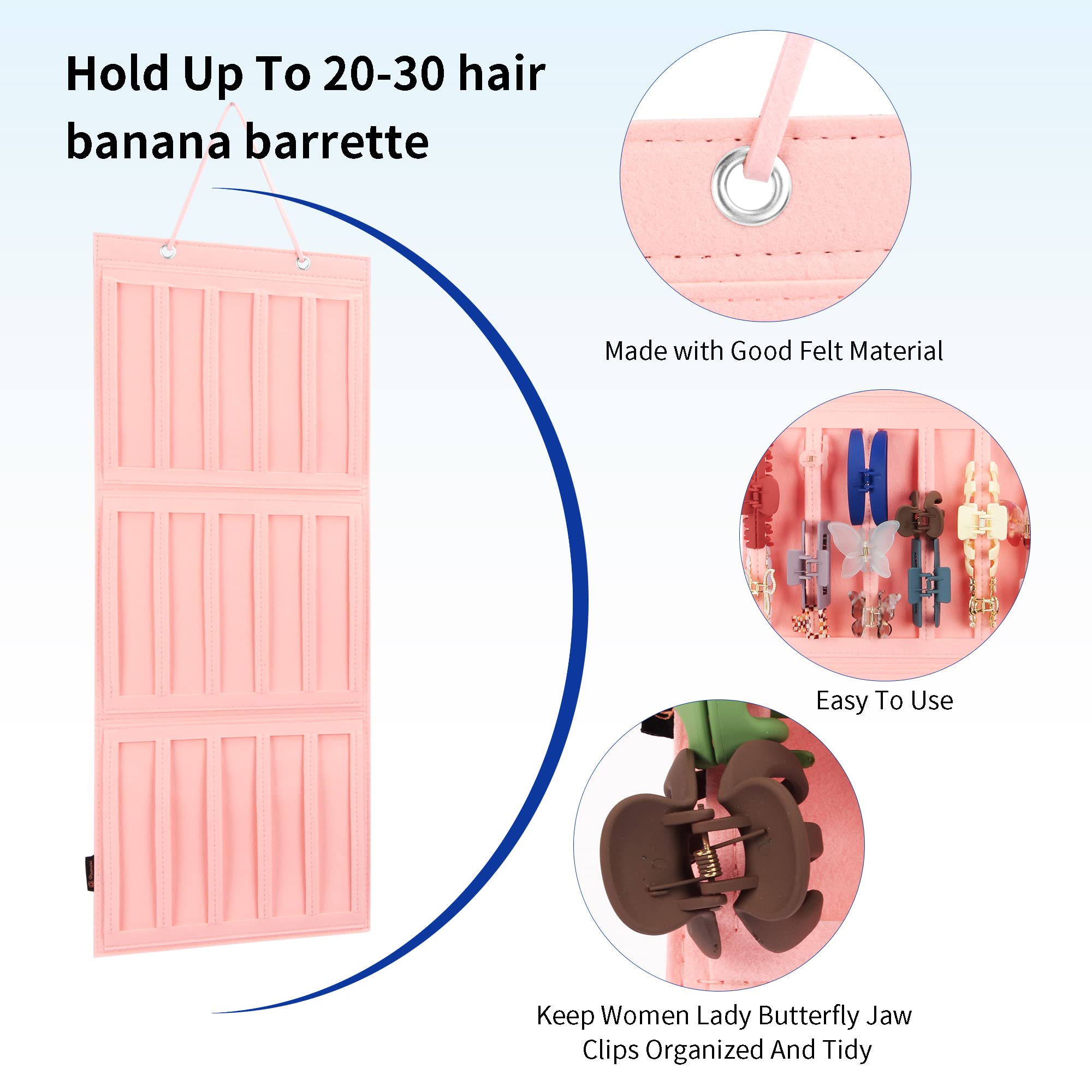 Hanging Hair Claw Clips Holder For Women, Claw Hair Clips Storage Organizer For Lady, Hair Banana Barrettes And Butterfly Jaw Cl