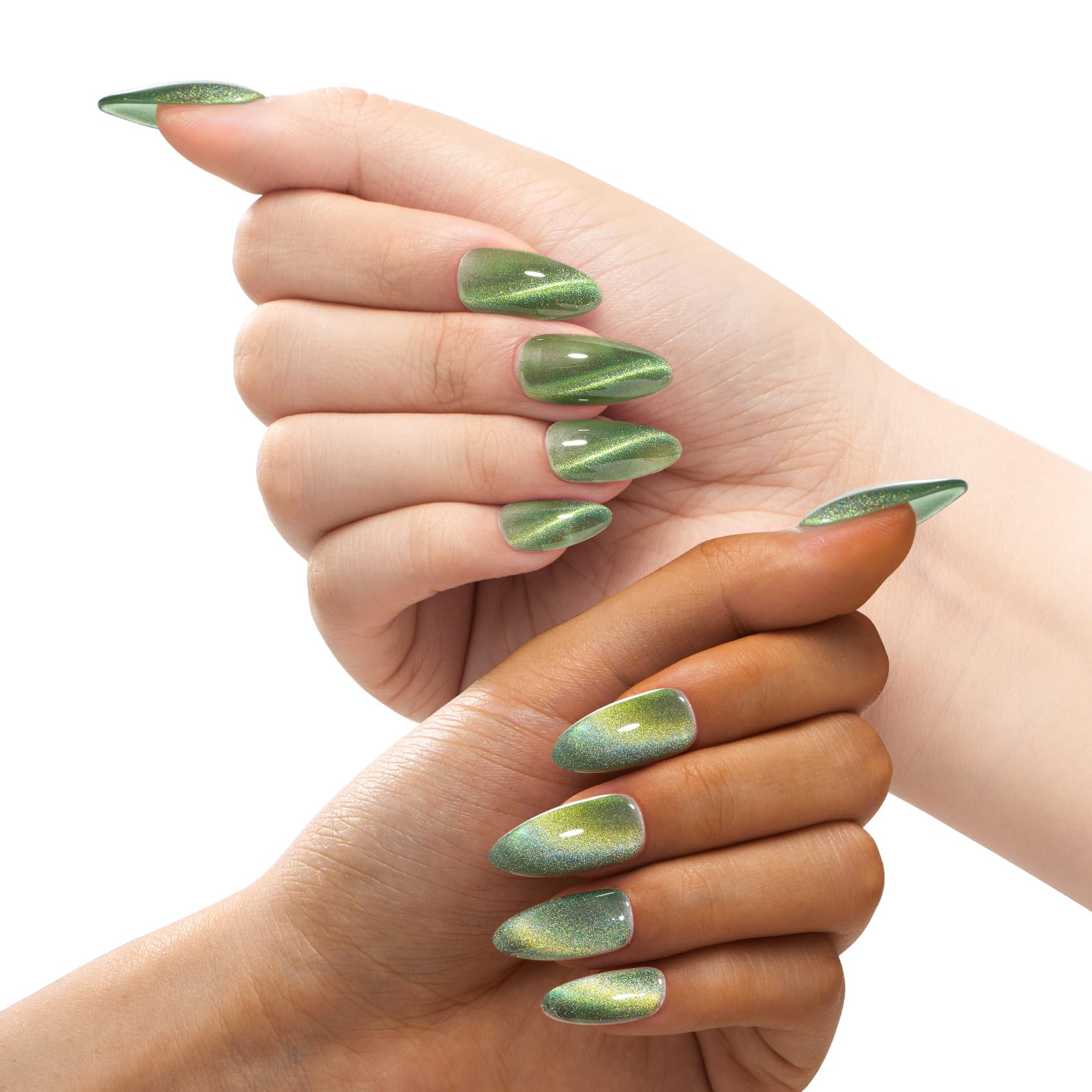 Maychao 15Ml Cat Eye Gel Nail Polish 1Pc Rainbow Green Gel Polish With Magnet Soak Off Holographic Magnetic Nail Polish For Nail