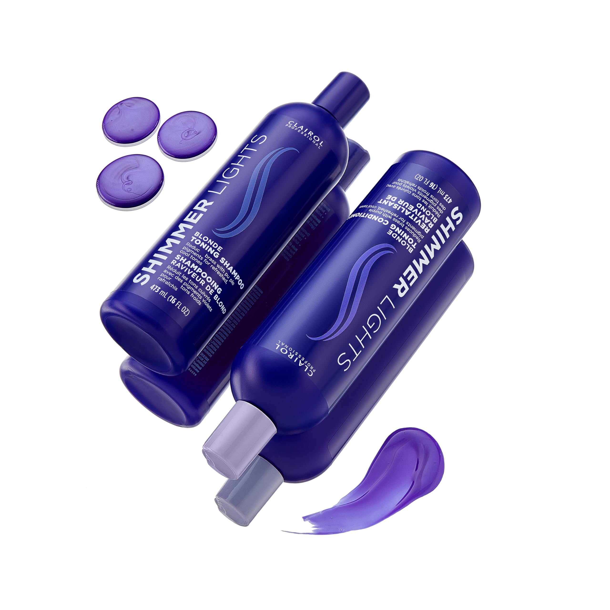 Clairol Professional Shimmer Lights Purple Conditioner, 2 Fl. Oz *Travel Size Neutralizes Brass & Yellow Tones For Blonde, Silve