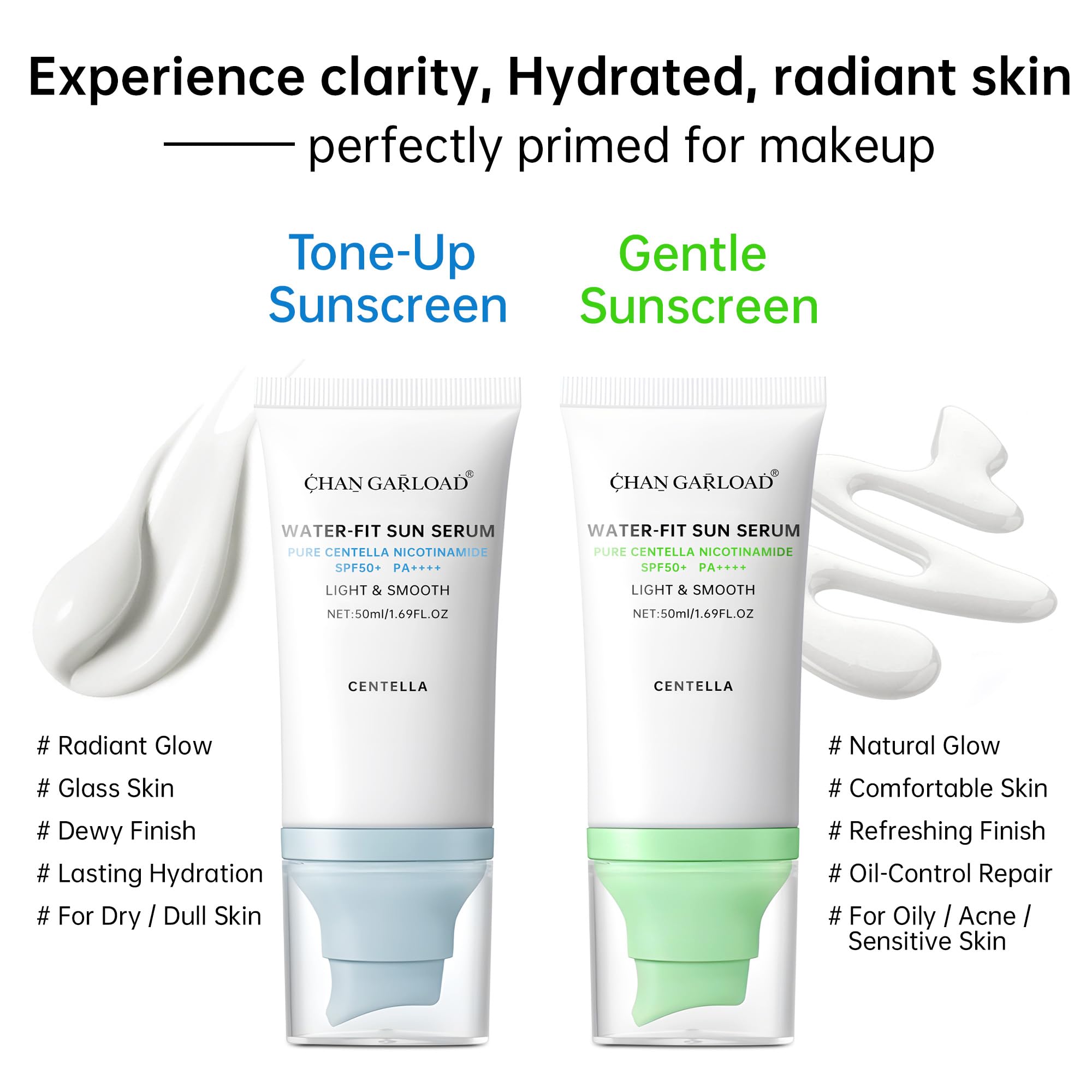 Korean Sunscreen for Face & Body - SPF 50+ Madagascar Centella Mineral Sunblock with Tinted Moisturizer, Hyaluronic Acid & Niaci