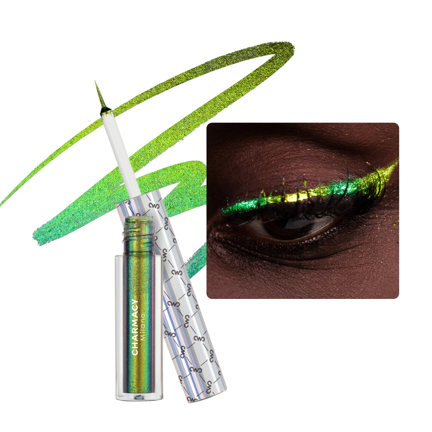 Charmacy Chameleon Eyeliner Liquid Liner, Glitter Liquid Eyeliner Waterproof, Metallic Intense Color Shifting Colorful Eyeliner,
