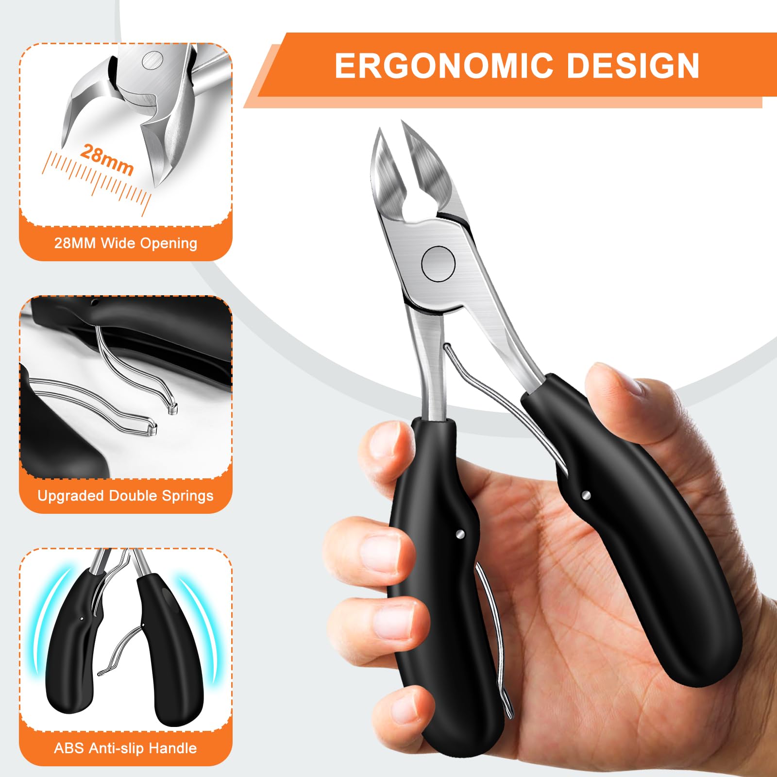 Toenail Clippers For Thick Toenails, Drmode Heavy Duty Toe Nail Clippers For Thick Ingrown Nails For Seniors With Wide Opening,
