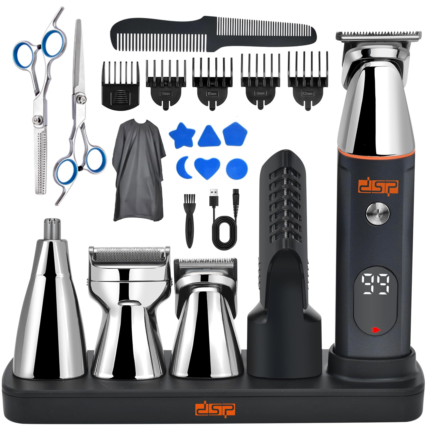 Dsp Beard Trimmer Rechargeable Body Grooming Sets Facial Hair Shaver For Nose Ear Public Hair Cutting Machine Ipx7 Waterproof