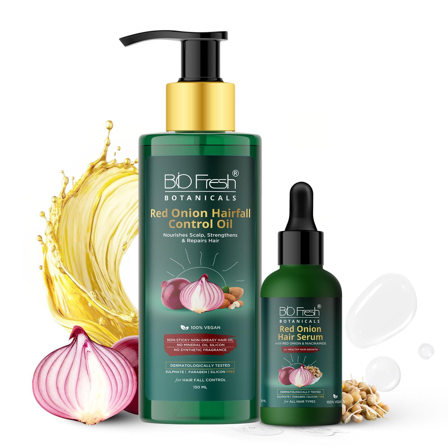 Biofresh Botanicals Red Onion Anti Hairfall Oil With Hair Serum Combo For Hair Growth With Onion Hair Care Suitable For All Hair