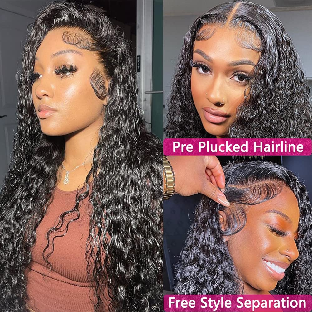 Alibeauty 13X4 Lace Front Wigs Human Hair Wigs For Black Women 180% Density Hd Transparent Water Wave Lace Frontal Wigs Human Ha
