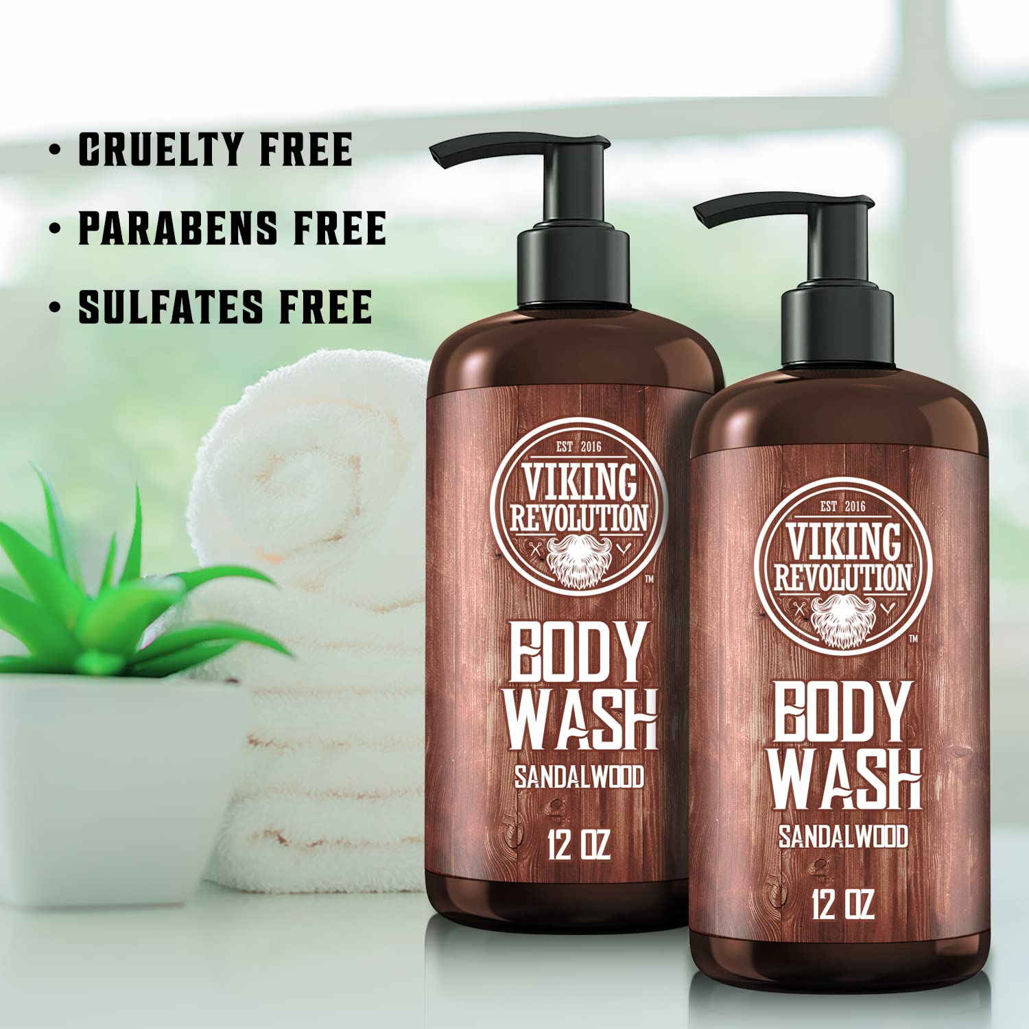 Viking Revolution Men'S Body Wash - Sandalwood, Skin Cleaning Agent - Mens Natural Body Wash With Vitamin E And Rosemary Oil - S