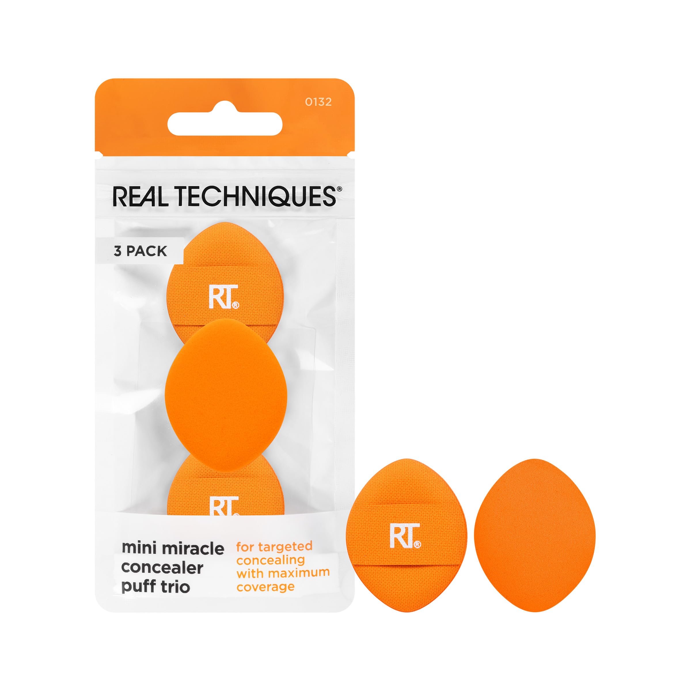 Real Techniques Mini Miracle Concealer Puff Trio, Small Makeup Puff For Liquid & Cream Foundation & Concealer, Targeted Conceali