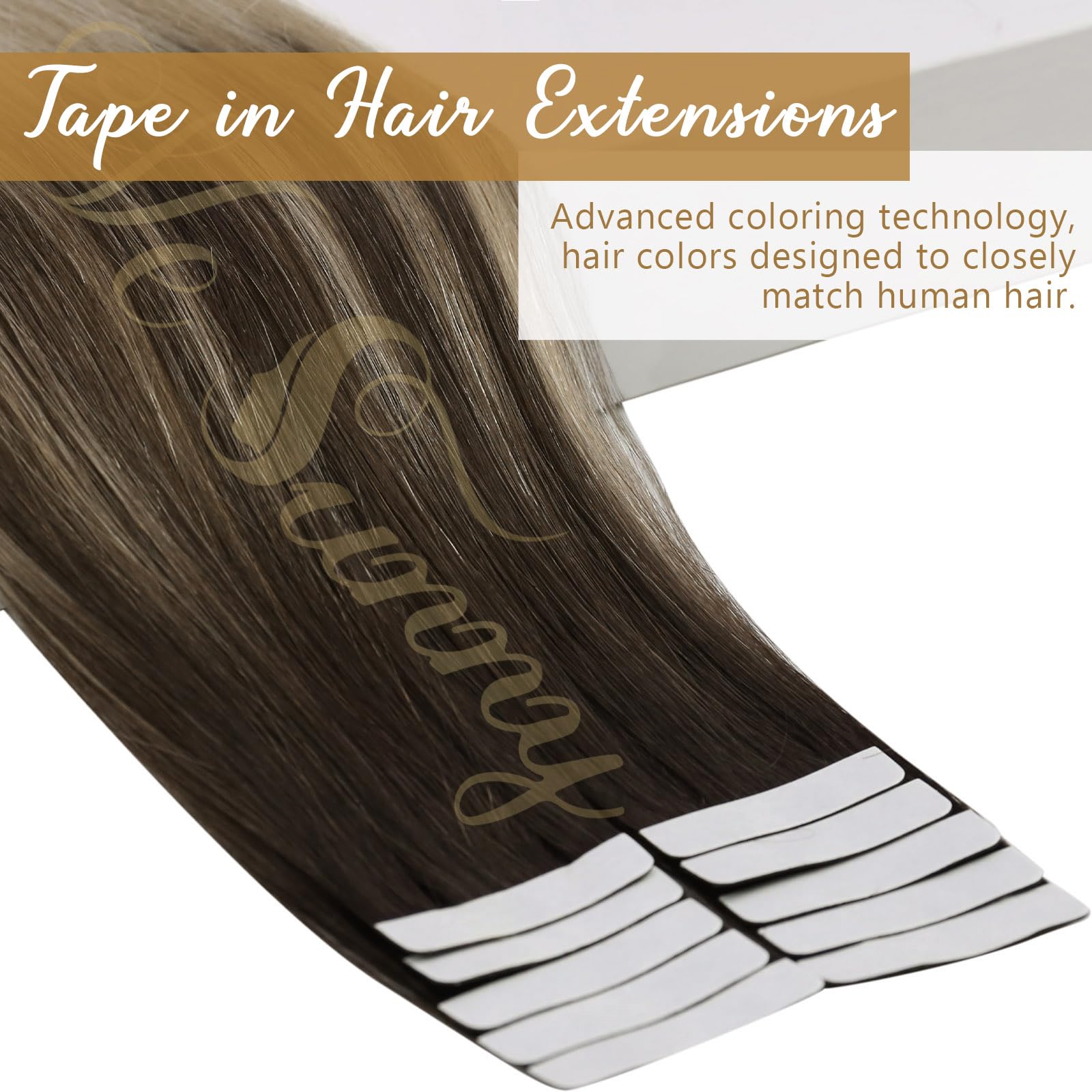 Ve Sunny 24Inch Tape In Ombre Hair Extensions Brown Ombre Invisible Tape In Hair Extensions Human Hair Dark Brown To Golden Blon