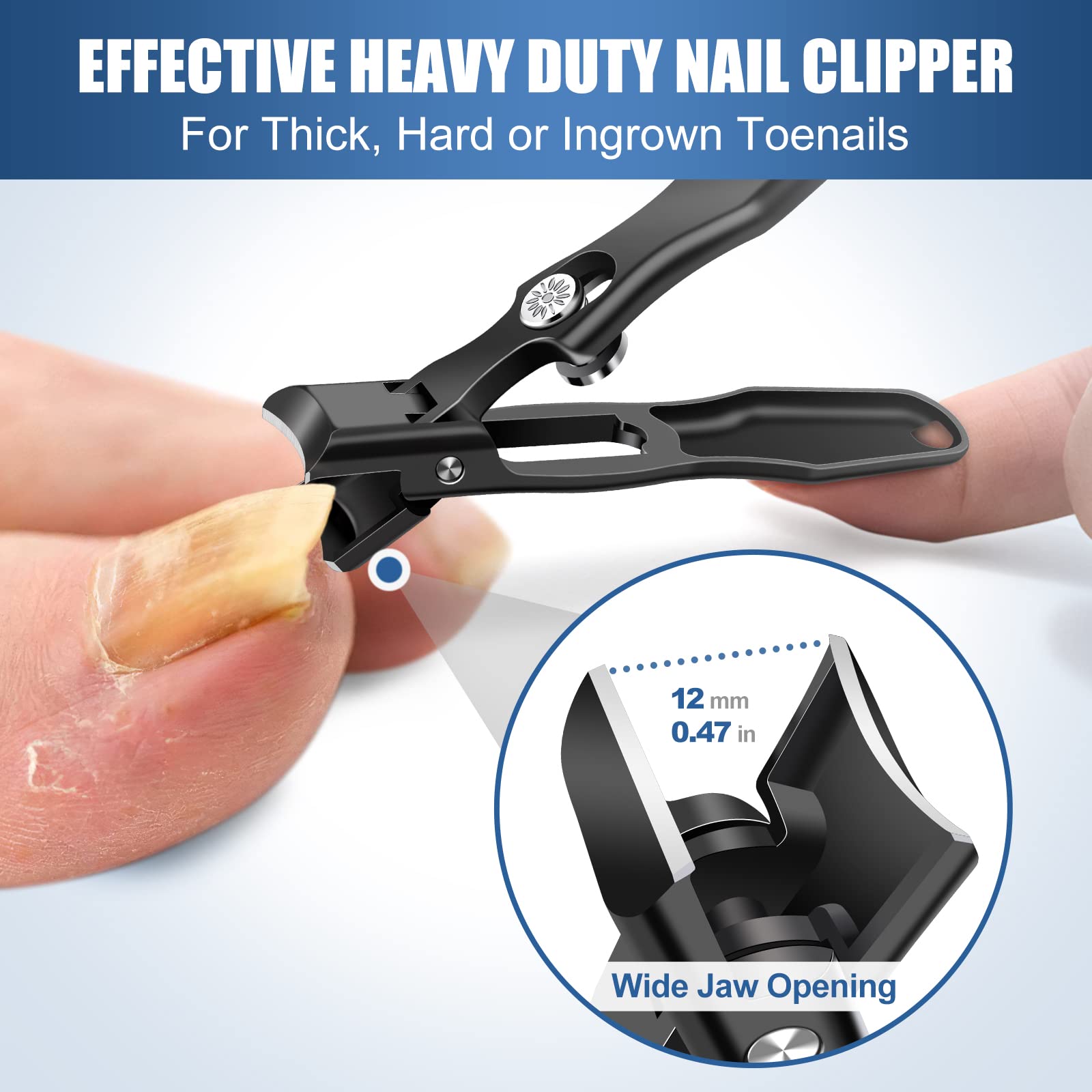 Wide Jaw Toenail Clippers With Catcher - Popular No Splash Nail Clippers For Men Seniors Thick Nails, Anti-Splash Ultra Sharp Me