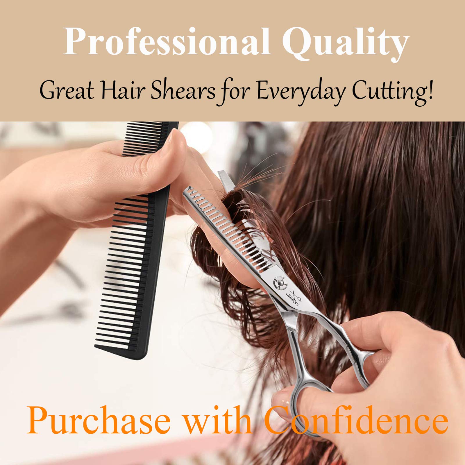 JASON 6'' Texturizing Hair Scissors, 23 Teeth Hair Texture Shears Professional Blending Hair Thinning Scissor for Barber, Hairdr