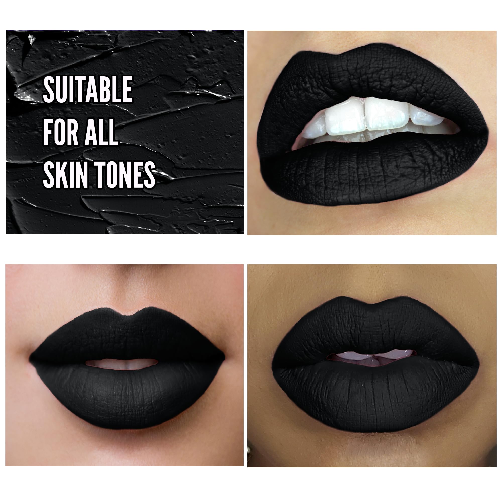 Mynena Black Lipstick Smudge Proof Matte Long Lasting Waterproof Lightweight For High Comfort All-Day Wear Vegan Talc-Free Parab