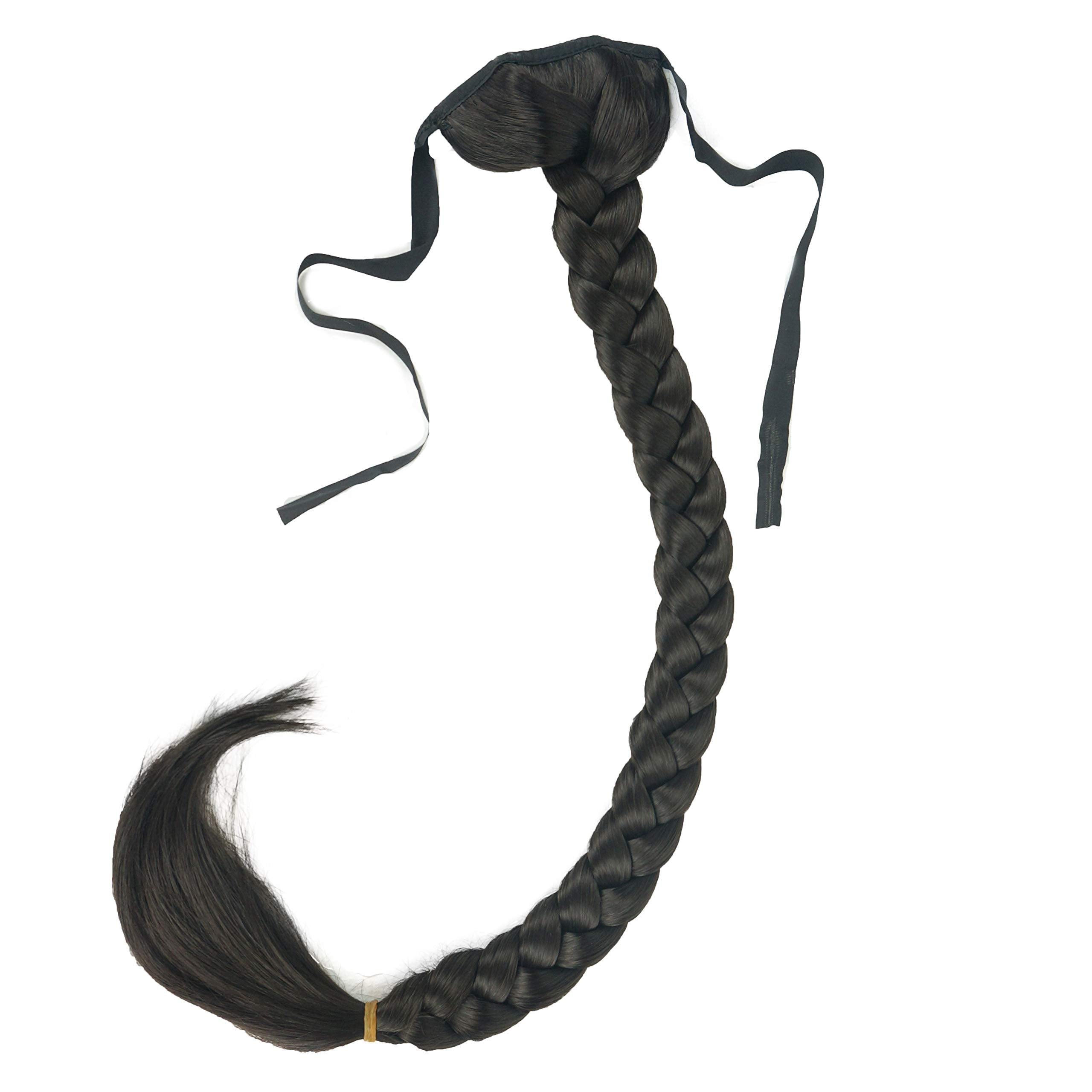 Lydell 24'' Long Fishtail Braid Wrap Around Ponytail Extension Synthetic Hairpiece #4 Dark Brown