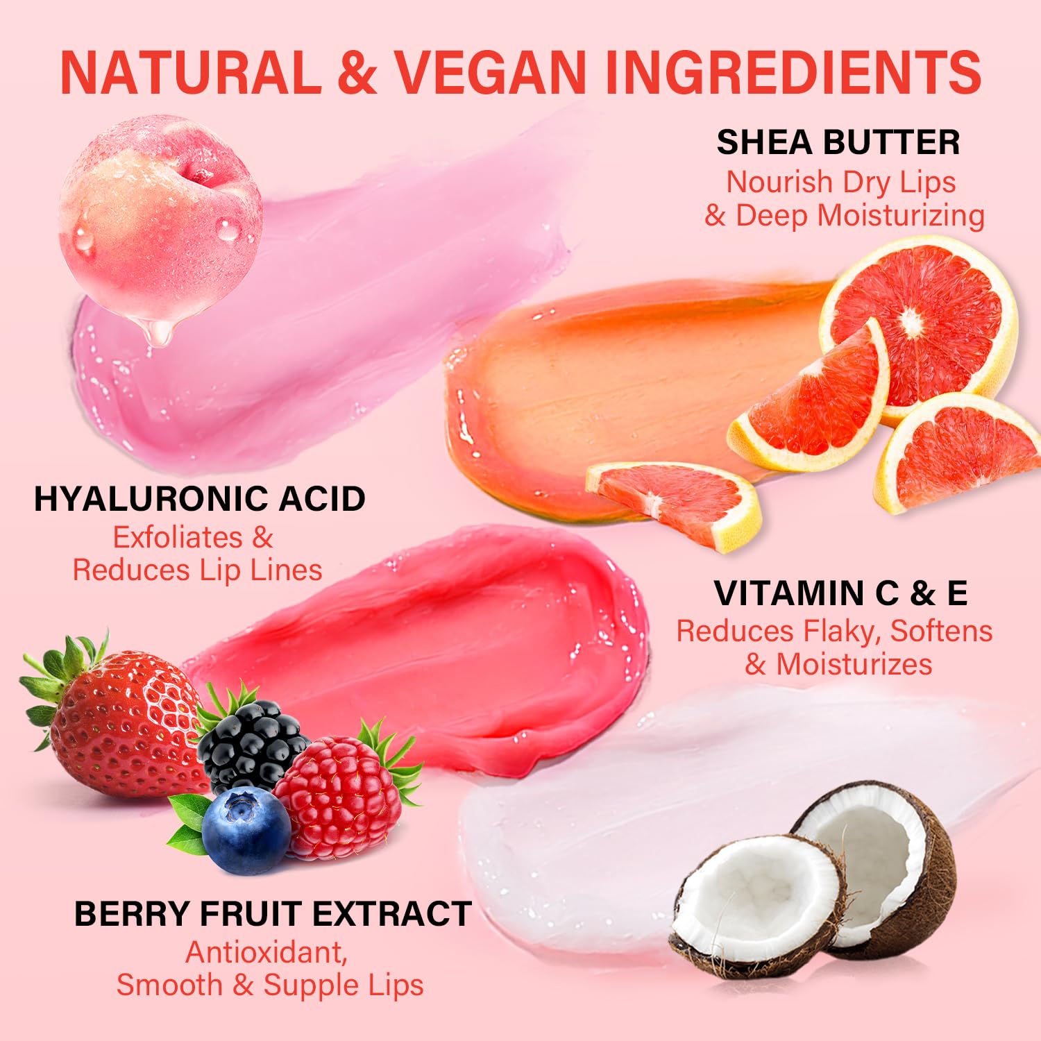 Lip Mask Set 4 Piece, Valentine'S Day Gift For Her, Overnight Lip Care With Vitamin C, Hyaluronic Acid, Nourishes And Hydrates D