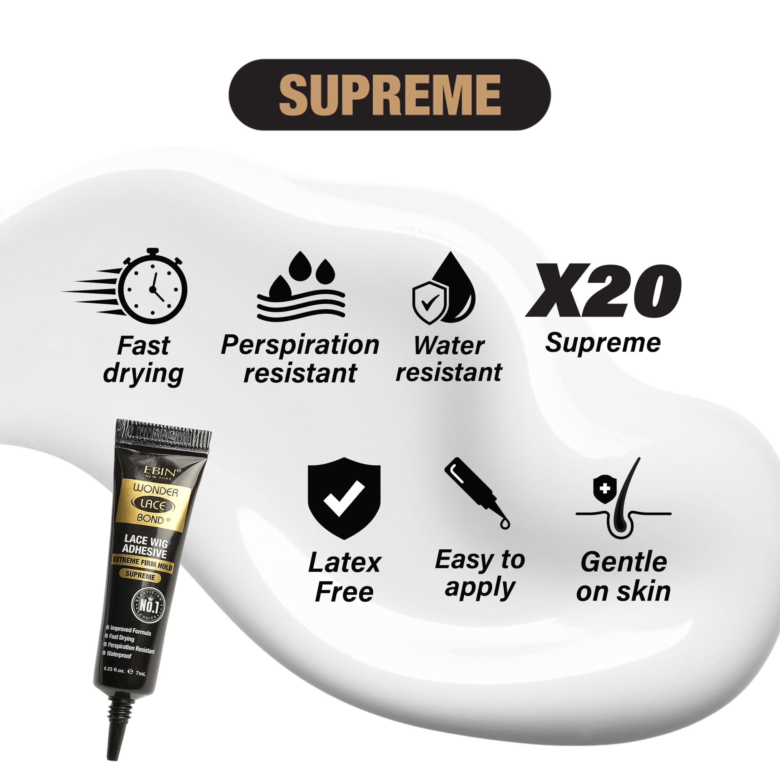 Wonder Lace Bond Lace Wig Adhesive Glue Tube Pack - Extreme Firm Hold (Supreme) 0.23Fl. Oz/ 7Ml - 4 Packs | Fast Drying, Waterpr