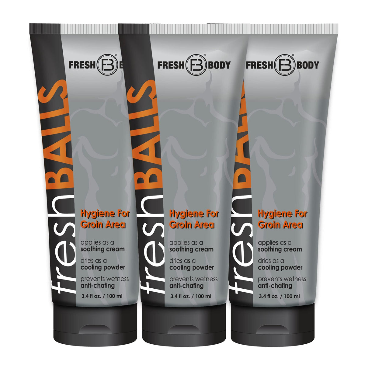 Fresh Body Fb - Fresh Balls Lotion, 34 Fl Oz (3 Pack)  Anti-Chafing Mens Soothing Cream To Powder Balls Deodorant And Hygiene Fo