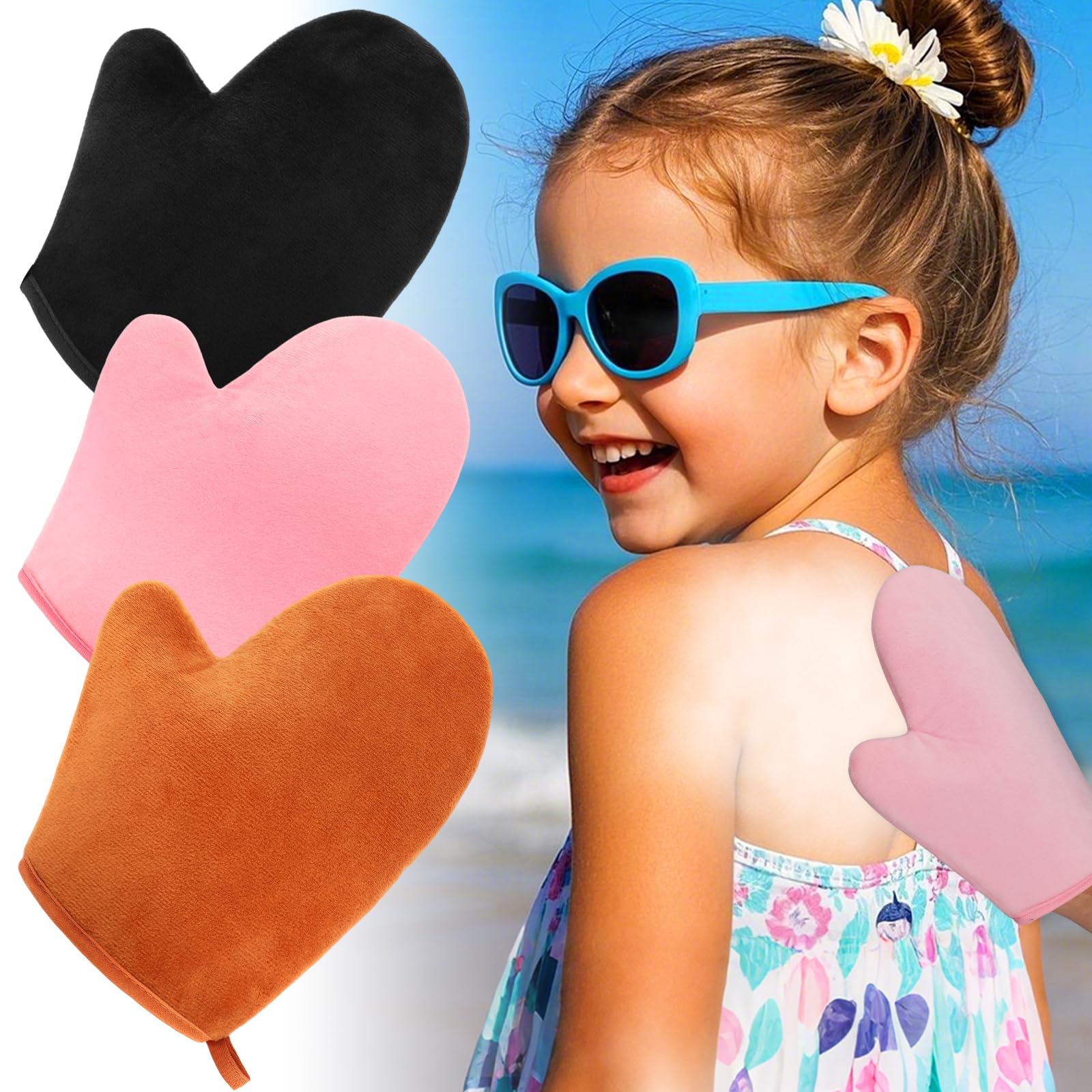Vodolo Sunscreen Applicator for Kids,3PCS Reusability Suns Creen Glove Applicator,Sunscreen Mitt Sunblock Lotion Applicator Brus