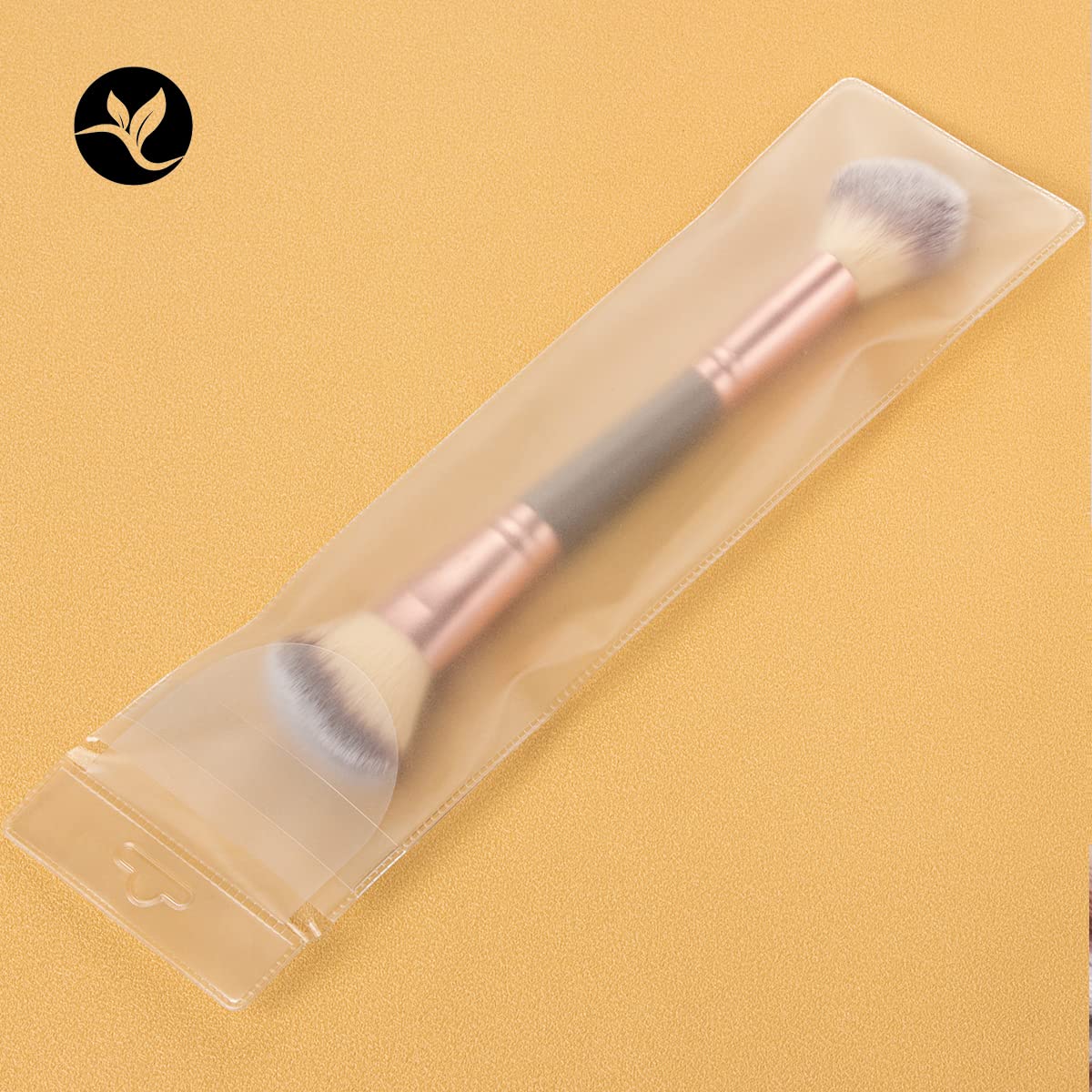 KINGMAS Double-ended Angled/Round Top Foundation Makeup Brush - Synthetic Hair, Brown, 1 Count for Liquid and Powder Cosmetics