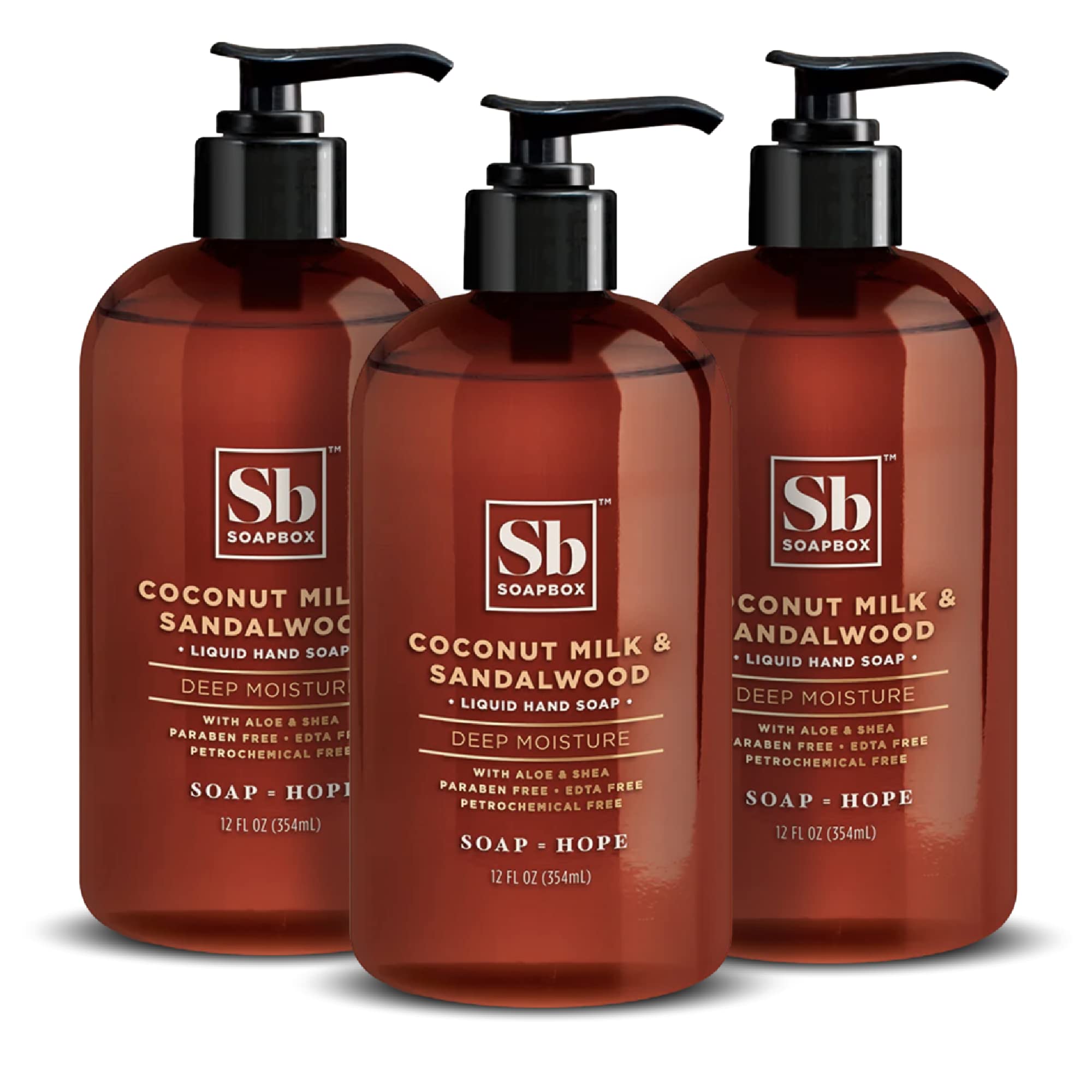 Soapbox Liquid Hand Soap, Coconut Milk & Sandalwood, Gentle & Moisturizing Hand Wash For Kitchen And Bathroom, Vegan & Cruelty F