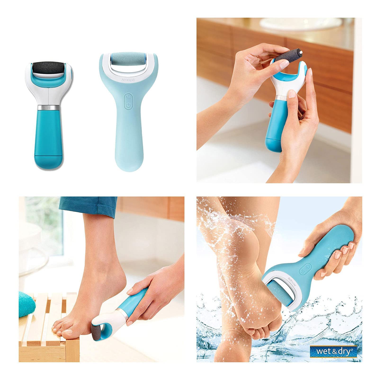 LULUKO 24PC Pedicure Refill Rollers, Polyurethane, Blue, Compatible with Amope Pedi Perfect, 24 Count