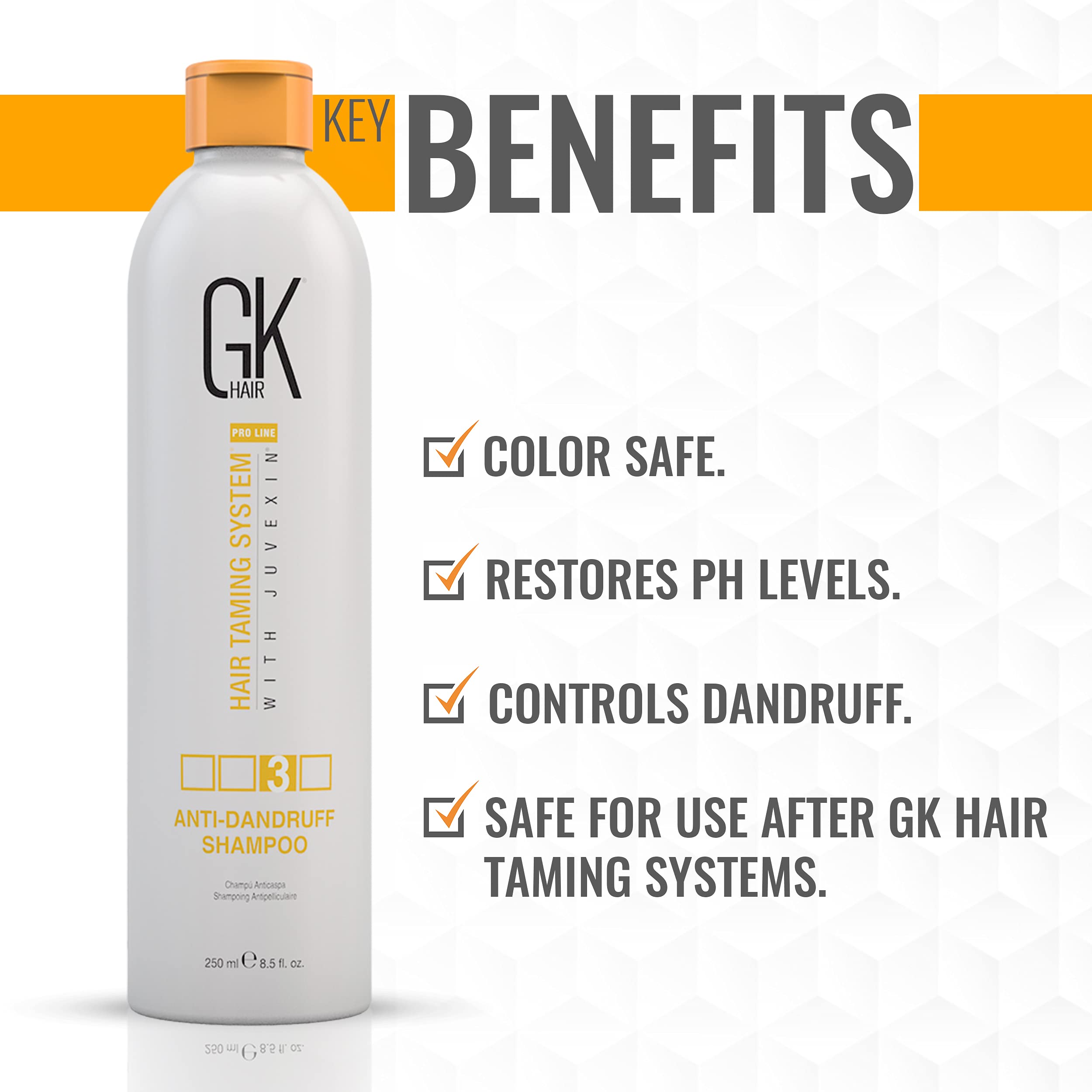 Gk Hair Global Keratin Anti Dandruff Shampoo (8.5 Fl Oz/250Ml) - Hair Deep Cleansing And Impurities Remover Anti Residue Sulfate