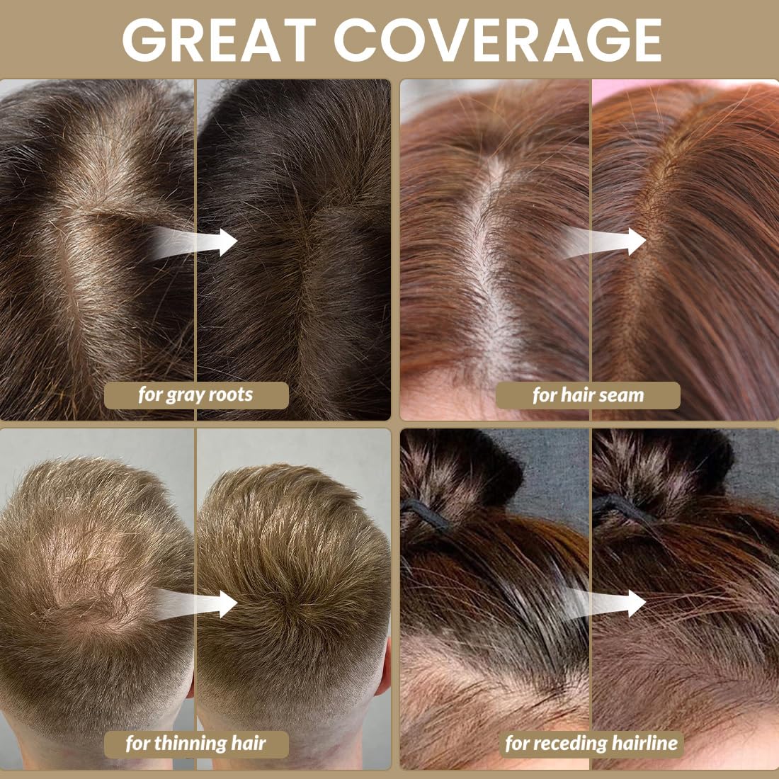 VOLLUCK Root Touch Up Hair Powder Root Cover Up Hairline Shadow Powder Stick for Thinning Hair for Women and Men, Bald Spots, Ey