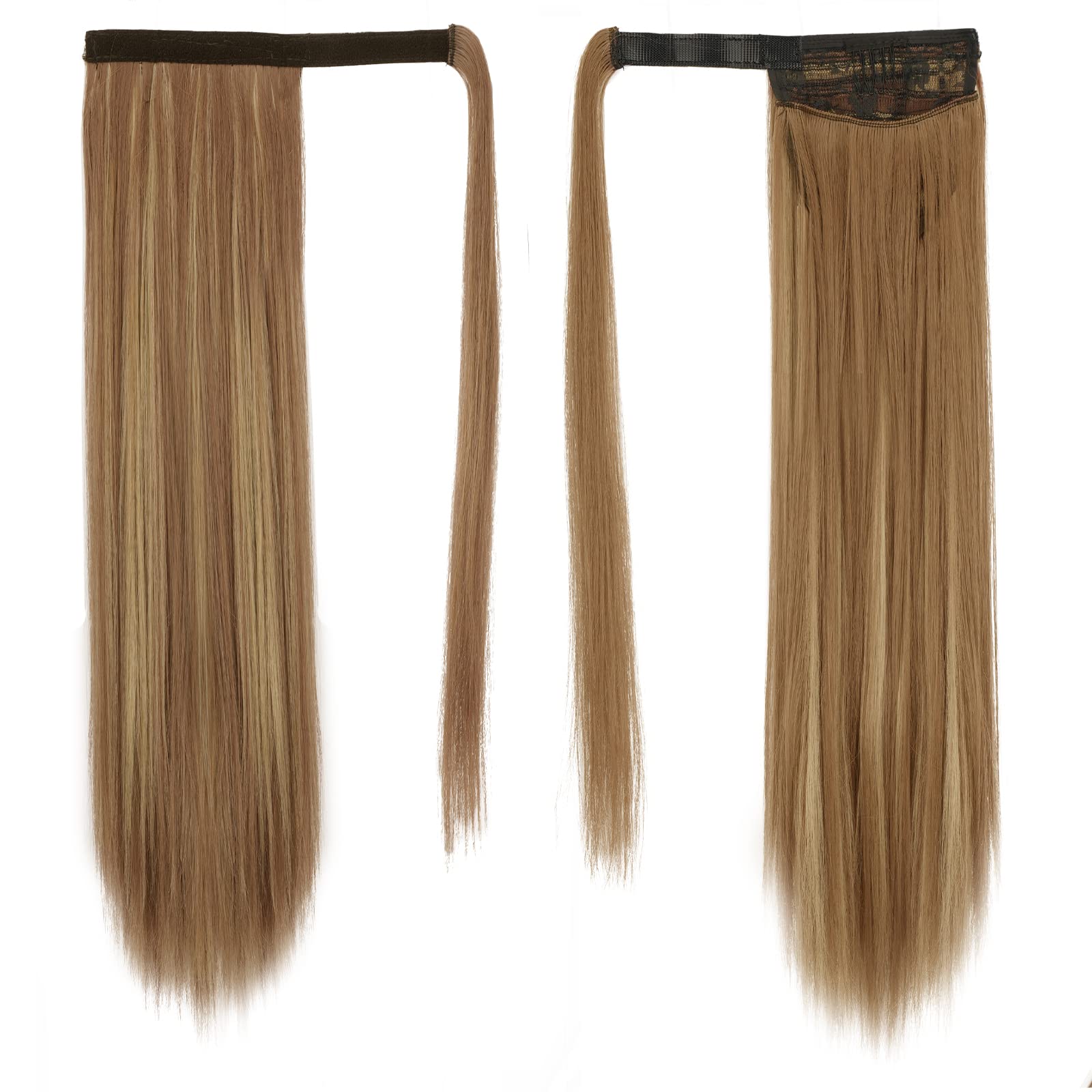 BARSDAR 20 Inch Straight Ponytail Extension Long Straight Wrap Around Clip in Ponytail Hair Extensions Synthetic Pony Tails Hair