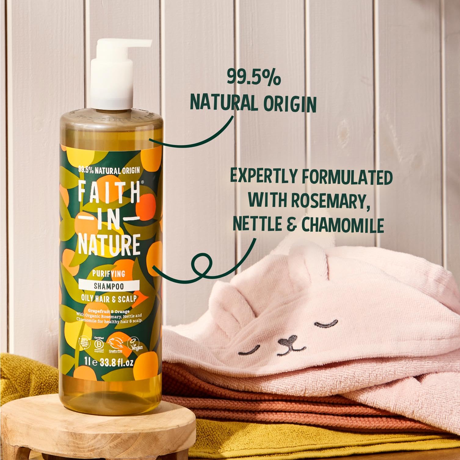 FAITH IN NATURE Natural Shampoo - Vegan & Cruelty Free, No SLS or Parabens - 33.8 fl oz Family Sized, Grapefruit & Orange