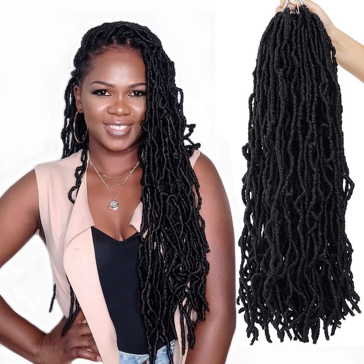 24 Inch 7 Packs Soft Locs Crochet Hair New Faux Locs Pre-looped Goddes ...