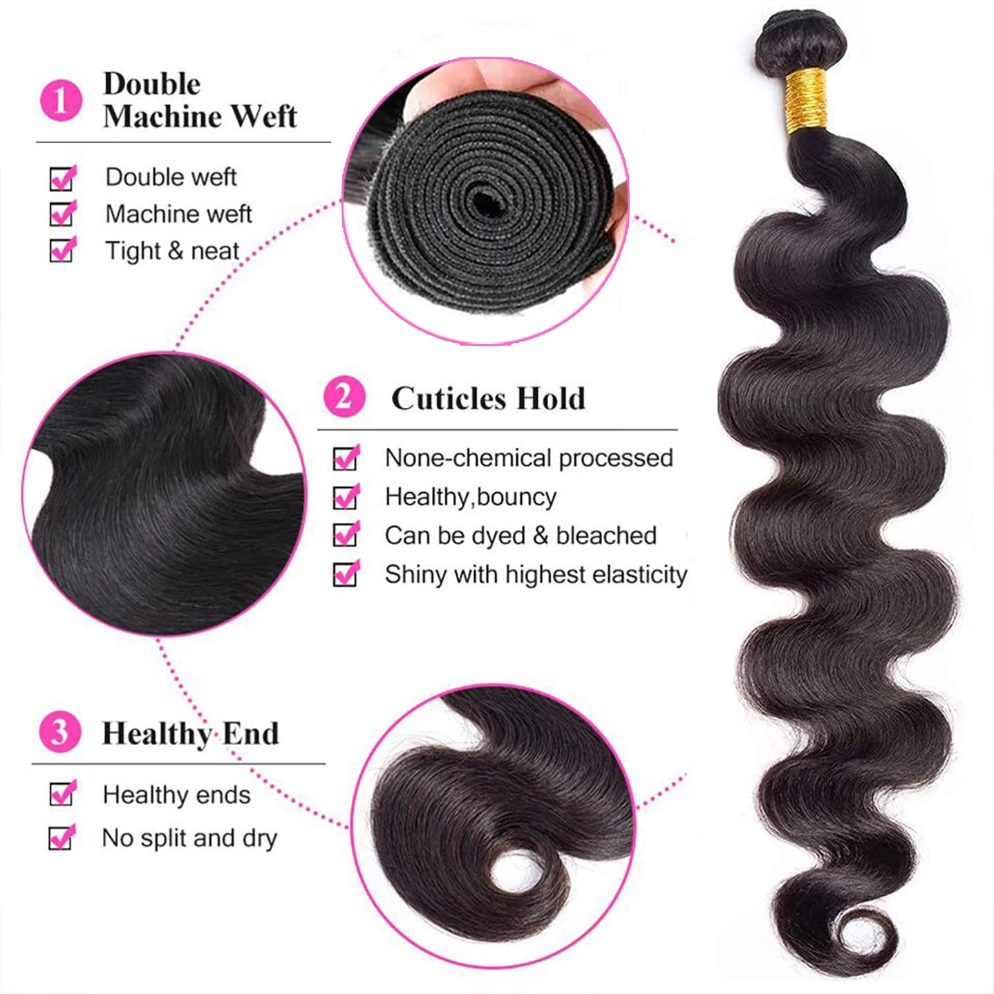 Human Hair Bundles Body Wave 4 Bundles 100% Unprocessed Brazilian Hair Weave Bundles Body Wave Human Hair 4 Bundles (18 20 22 24