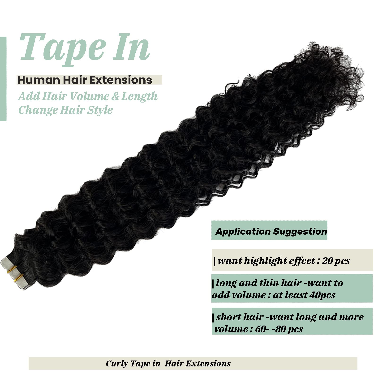 Tape In Curly Wave Human Hair Extensions For Black Women 14Inch Curly Tape Hair Extensions 100% Remy Human Hair Tape Ins Bouncy