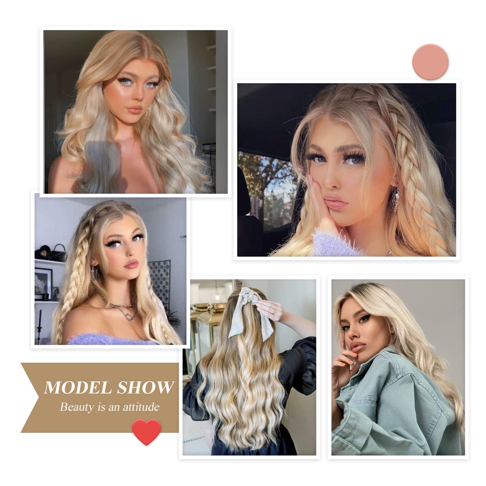 EMMOR Blonde Lace Front Wig Long Wavy Ombre Platinum Blonde Middle Part Lace Wigs for Women Gray Lace Wigs with Baby Hair