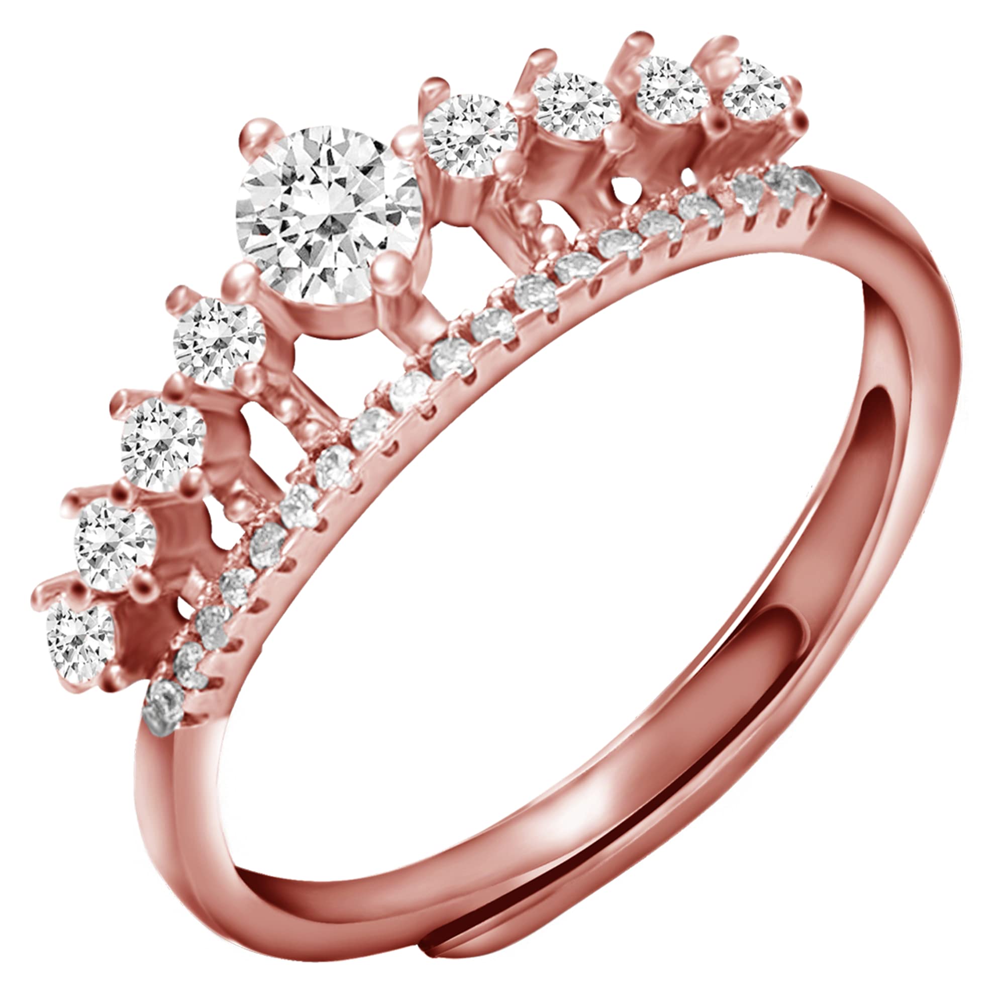 GIVA 925 Silver Rose Gold Queens Crown Ring, Adjustable | Gifts for Girlfriend, Rakhi Rakshabandhan Gift for Sister Bhabhi| With