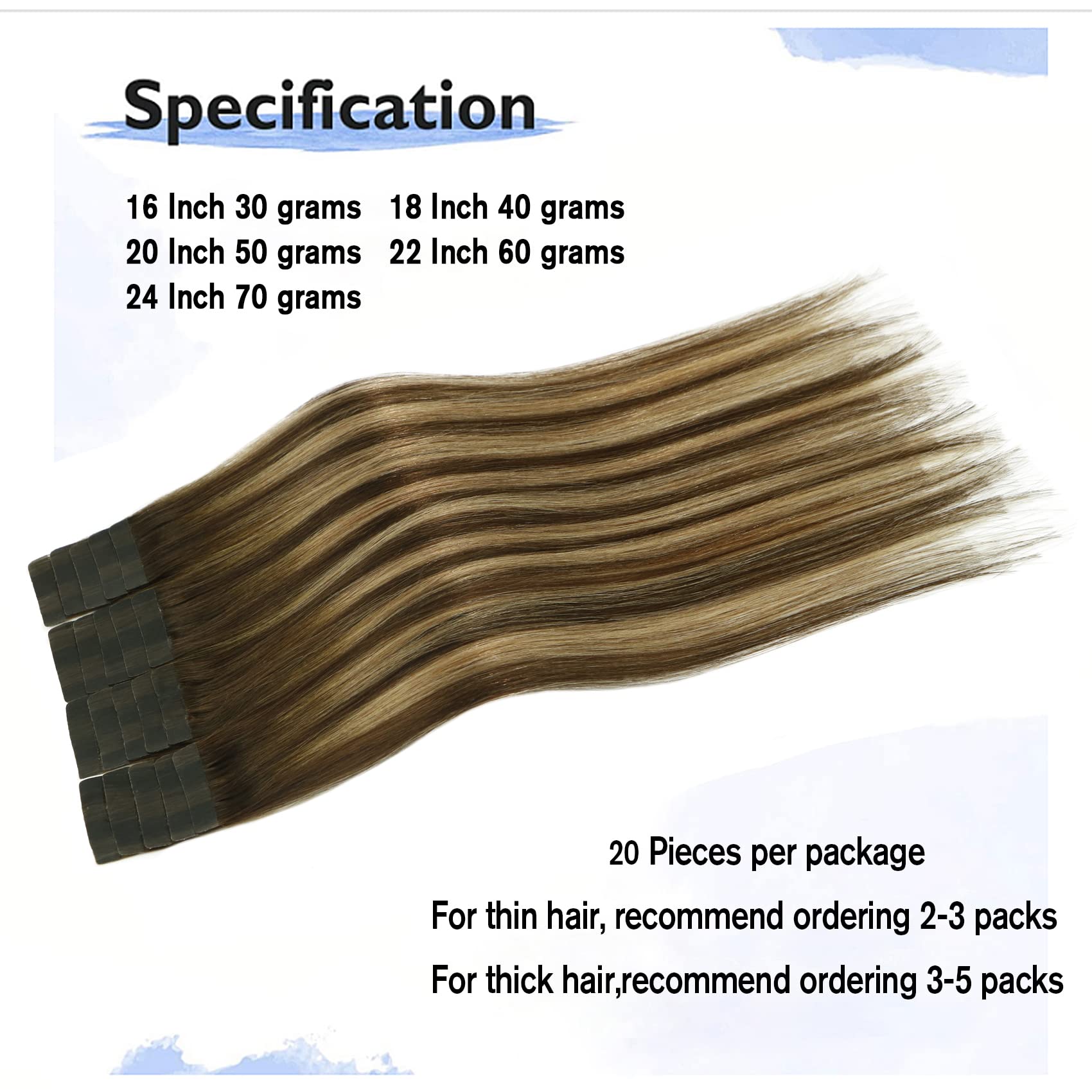 Tape in Hair Extensions 4T27P4 Chocolate Brown To Dark Blonde 100% Remy Human Hair Extensions Silky Straight for Fashion Women 2