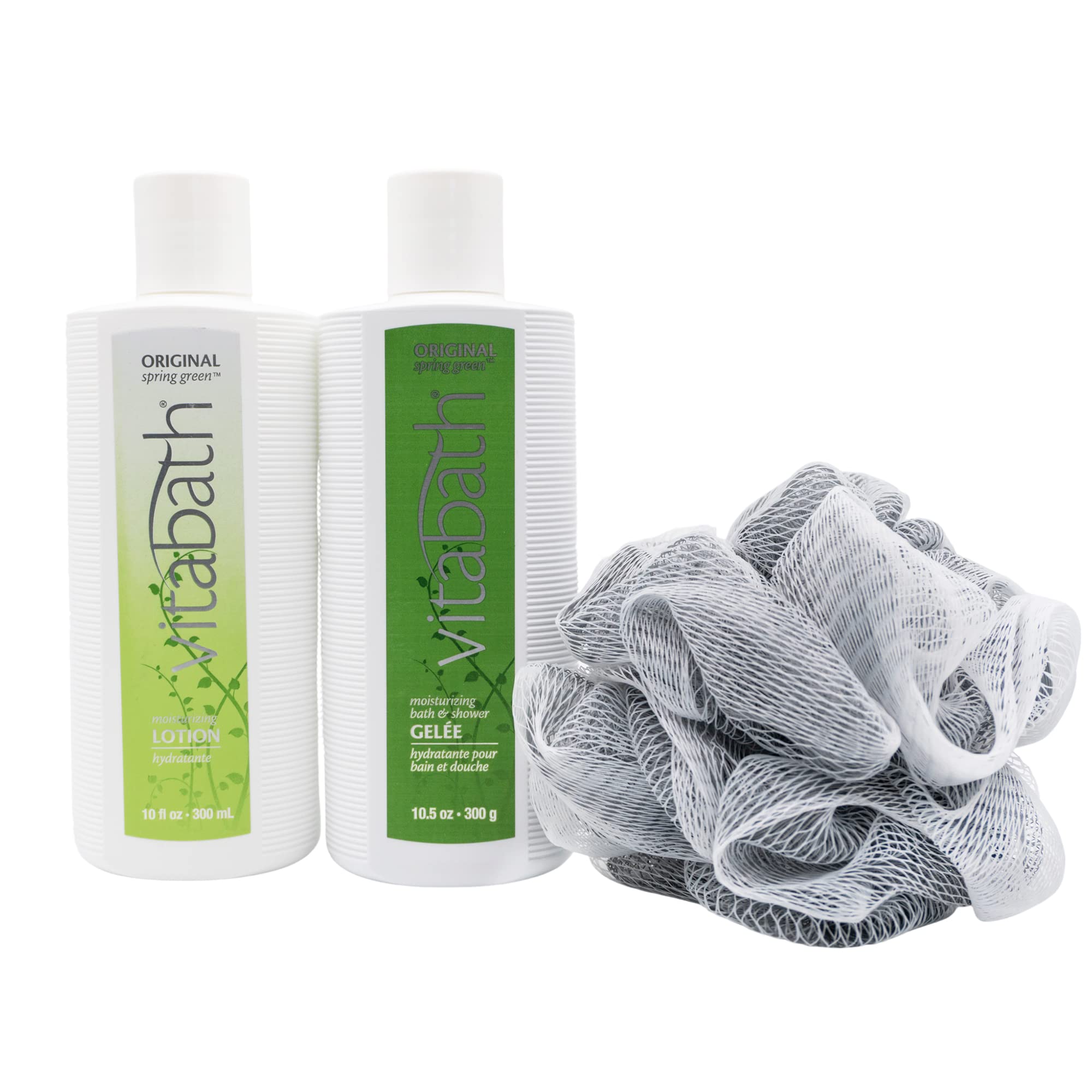 Vitabath Original Spring Green Everyday Skincare Set Moisturizing Shower Gel Wash, Reviving Lotion & Exfoliating Body Scrubber P