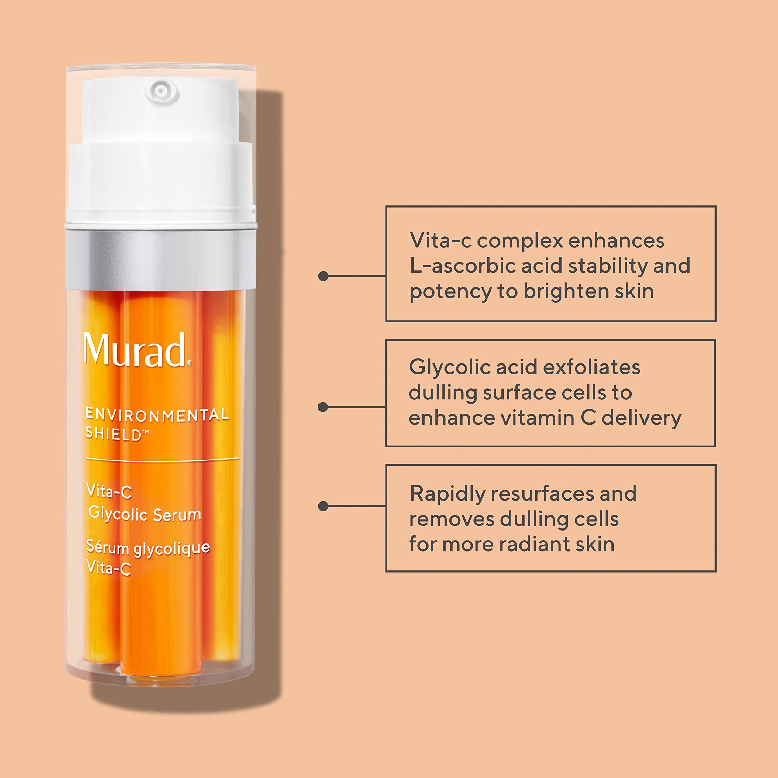 Murad Vita-C Glycolic Serum - Environmental Shield Skin Brightening Vitamin C Face Serum - Hyperpigmentation Treatment Backed By